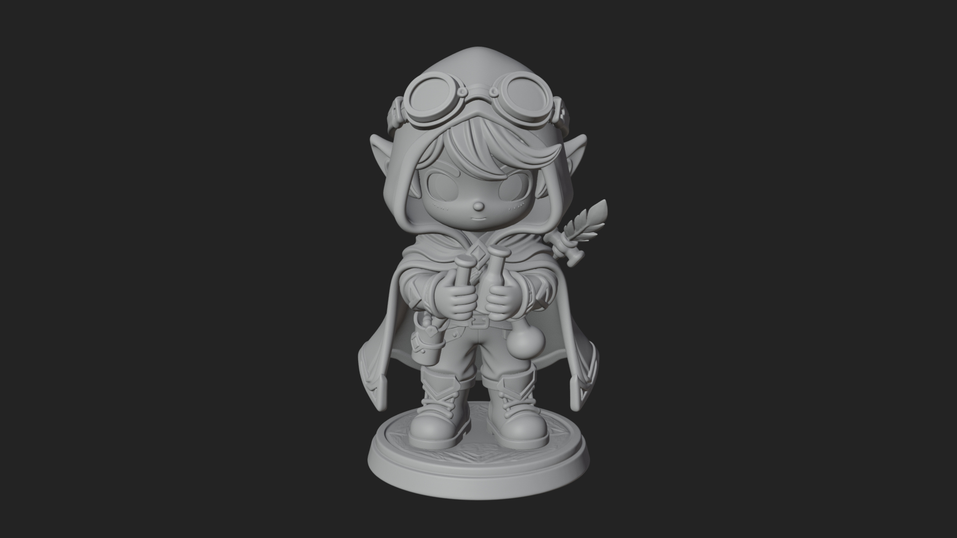 Chibi Hooded Alchemist Statue Design 3 3D Print Model 3D Model