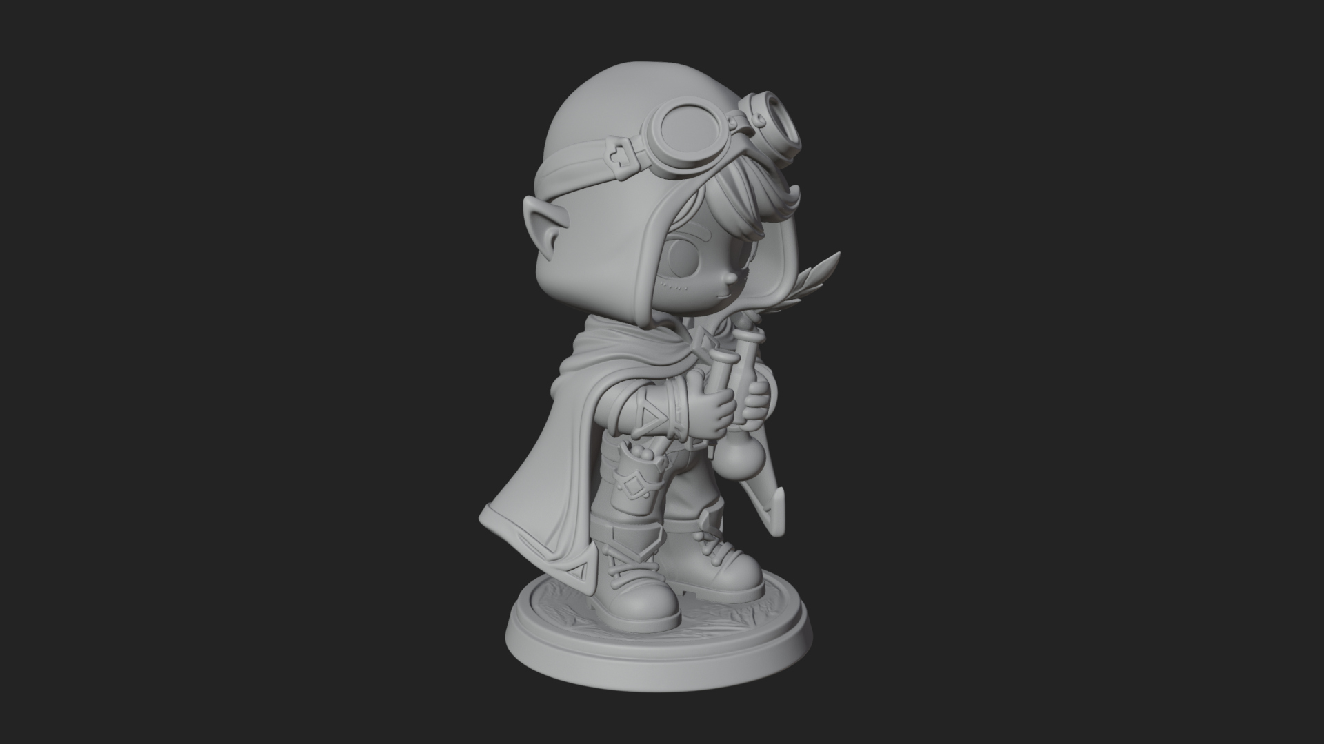 Chibi Hooded Alchemist Statue Design 3 3D Print Model 3D Model