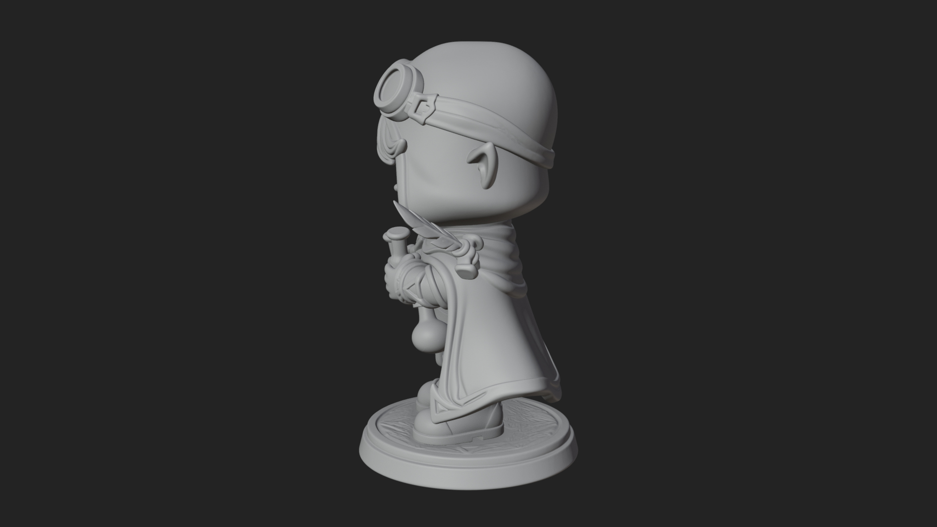 Chibi Hooded Alchemist Statue Design 3 3D Print Model 3D Model