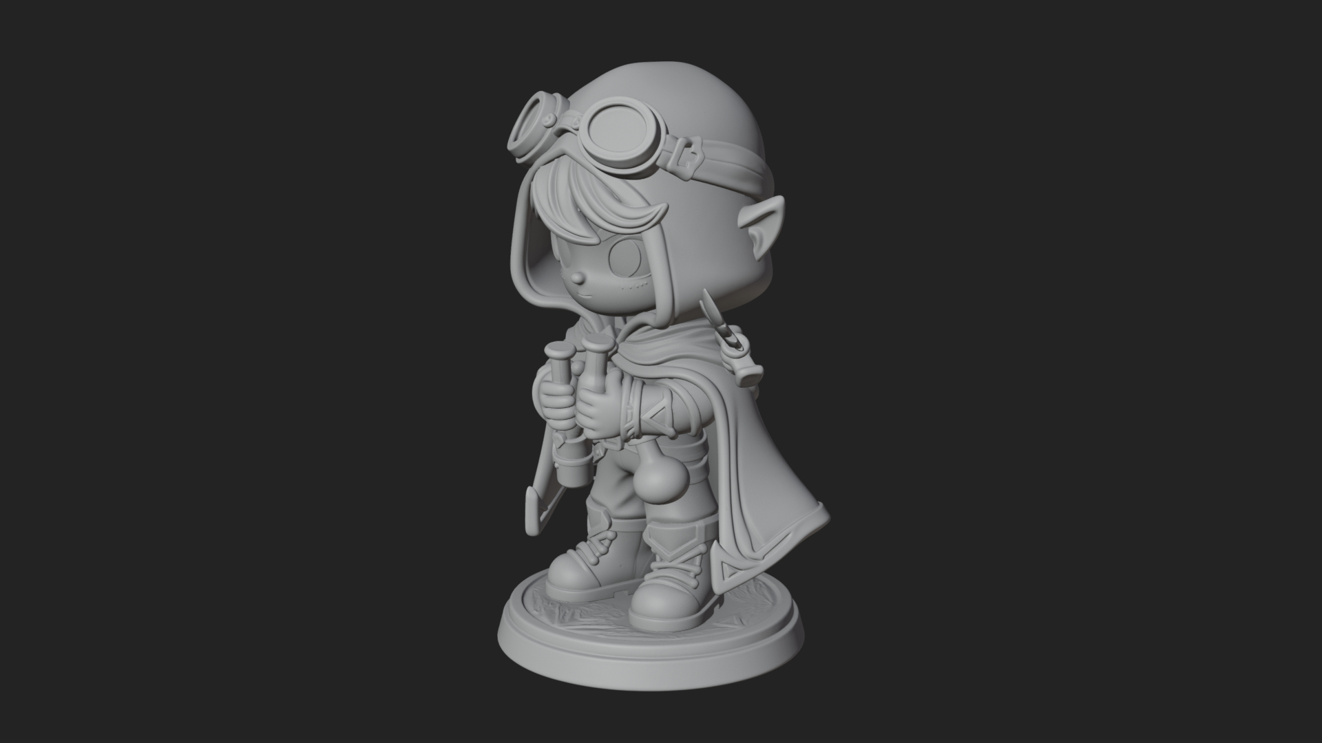 Chibi Hooded Alchemist Statue Design 3 3D Print Model 3D Model