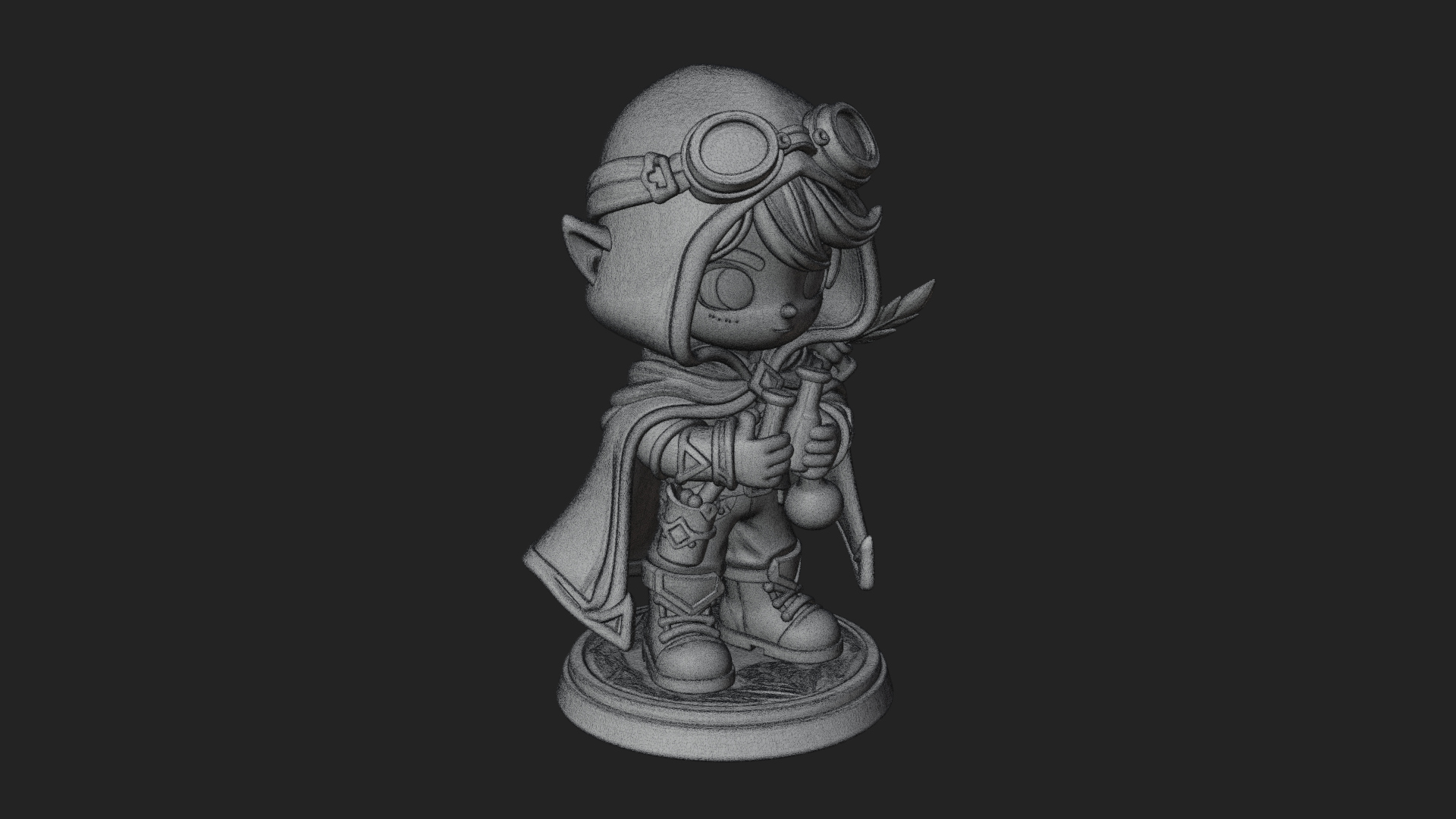 Chibi Hooded Alchemist Statue Design 3 3D Print Model 3D Model