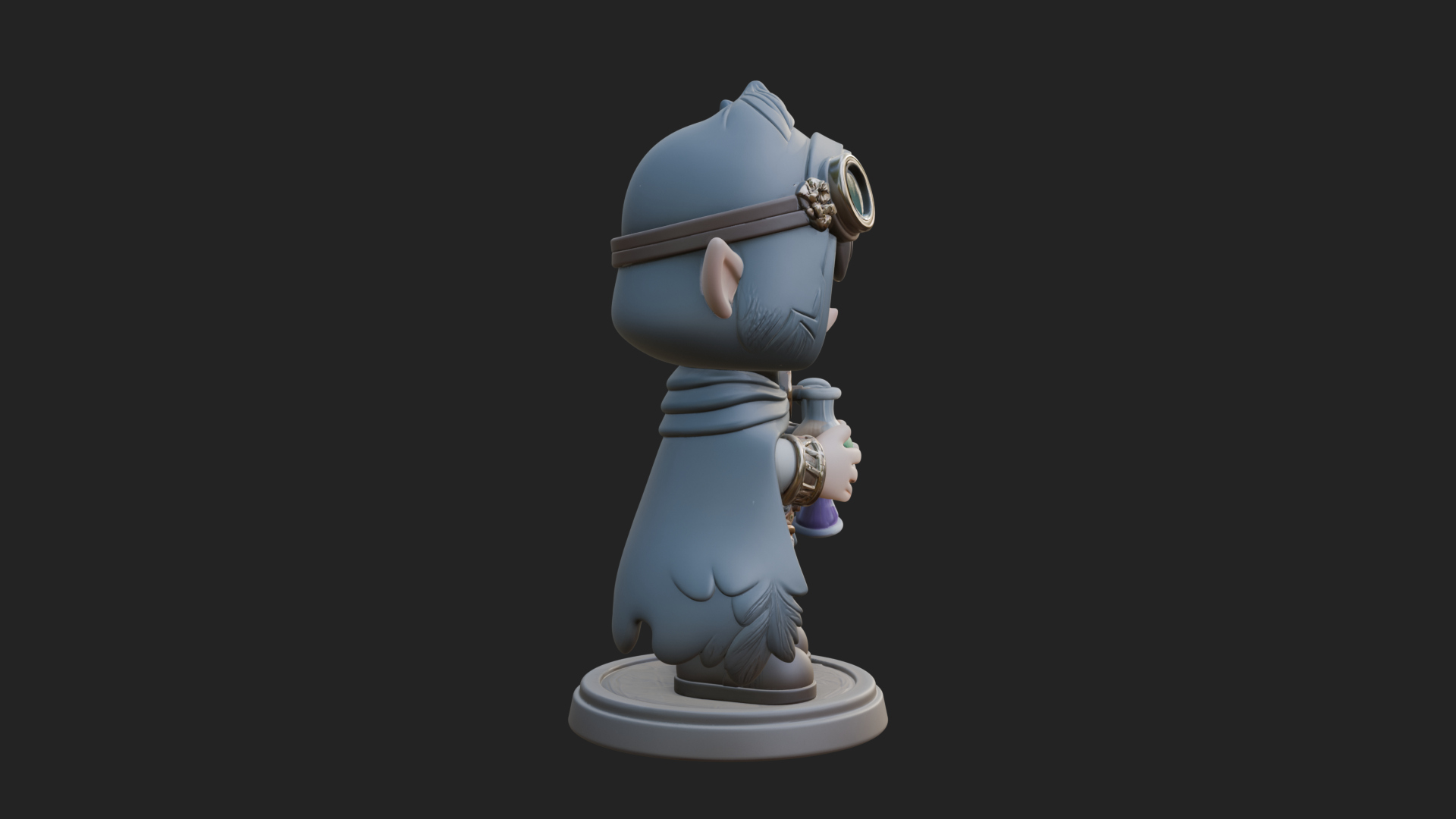 Chibi Hooded Alchemist Statue Design 4 3D Print Model 3D Model