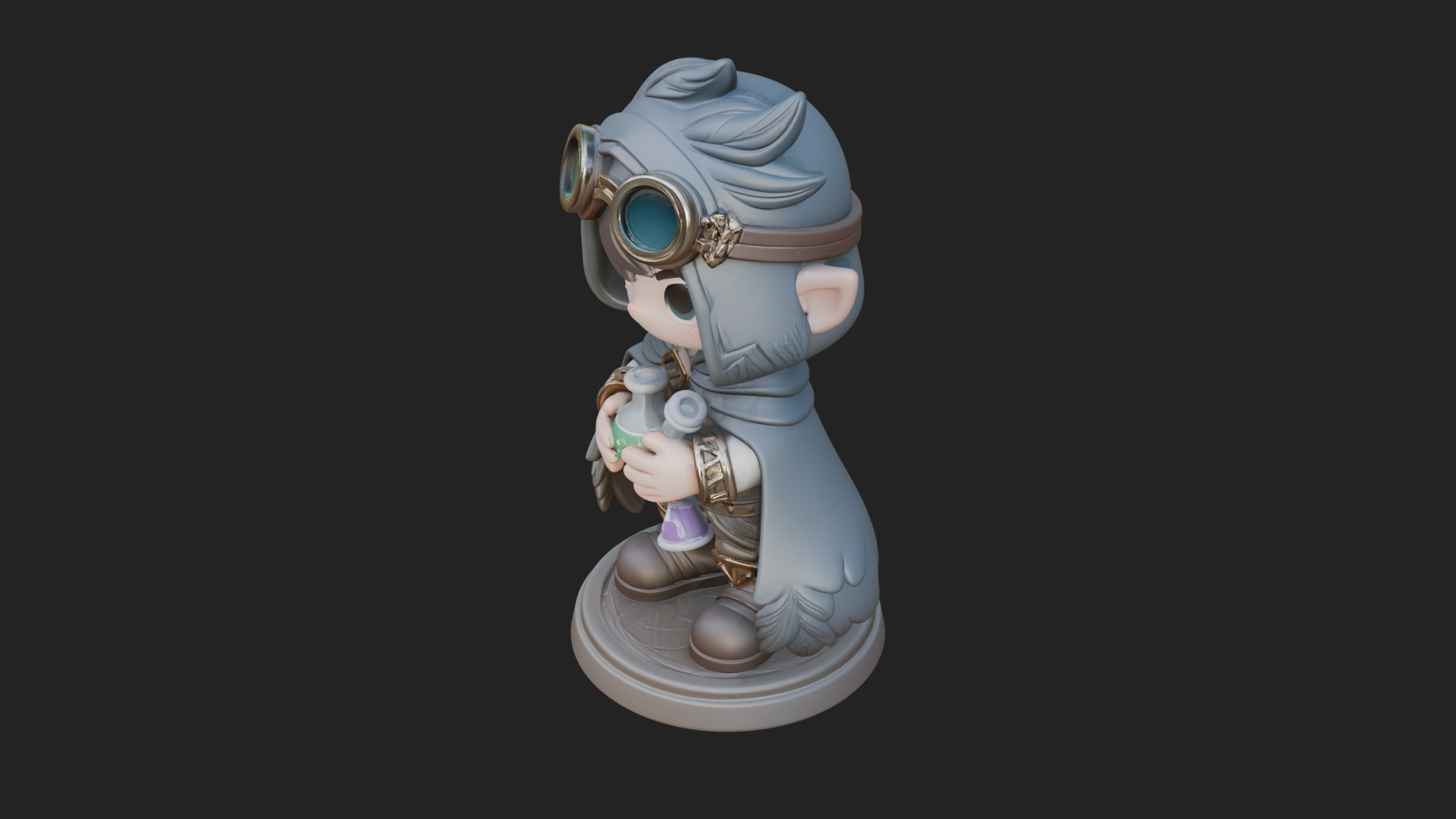 Chibi Hooded Alchemist Statue Design 4 3D Print Model 3D Model