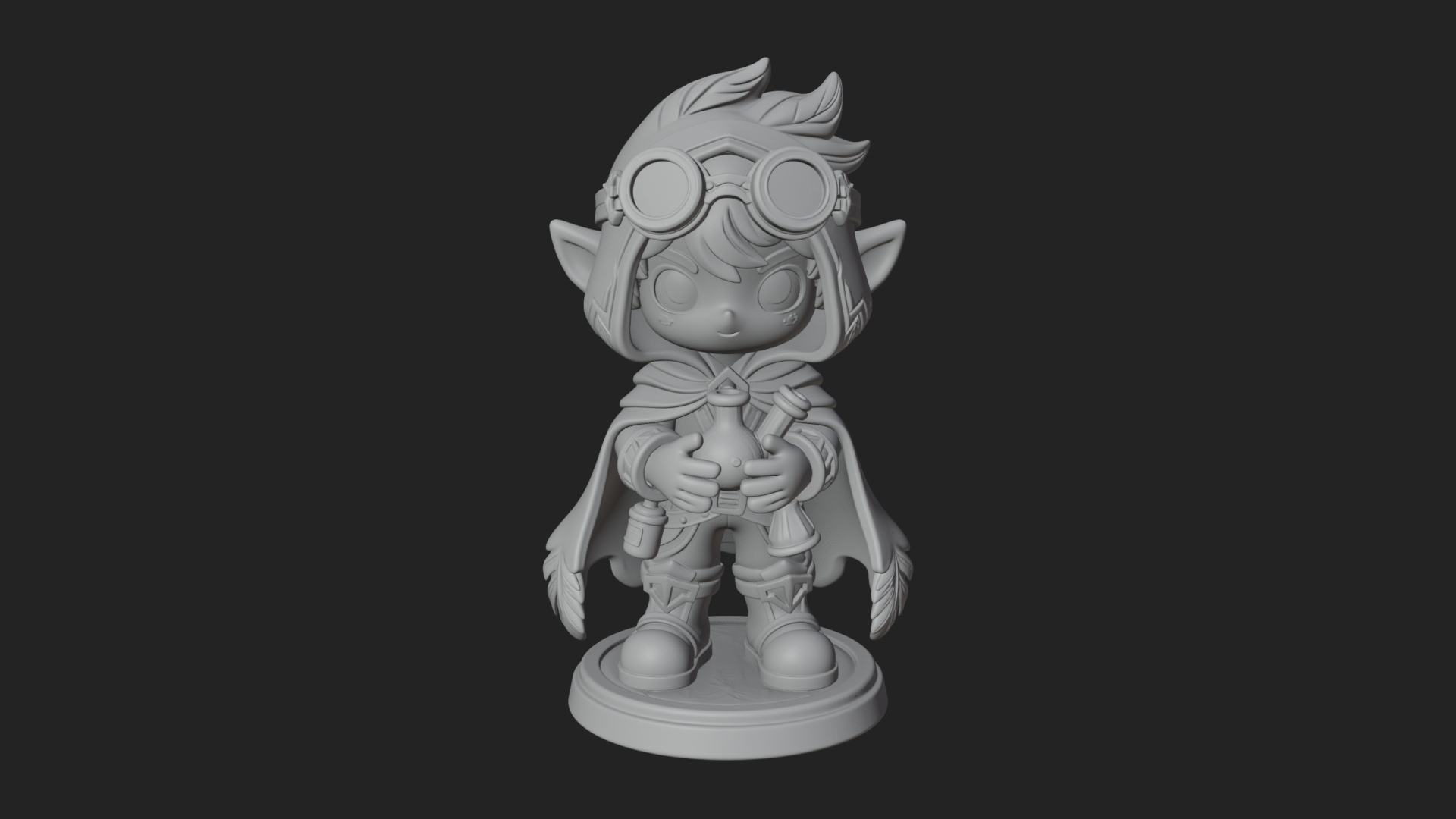 Chibi Hooded Alchemist Statue Design 4 3D Print Model 3D Model