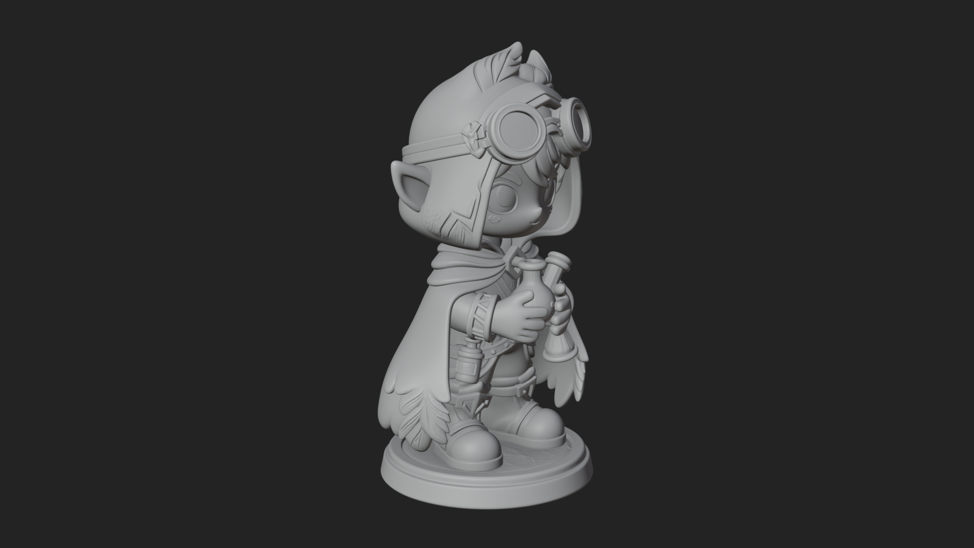 Chibi Hooded Alchemist Statue Design 4 3D Print Model 3D Model