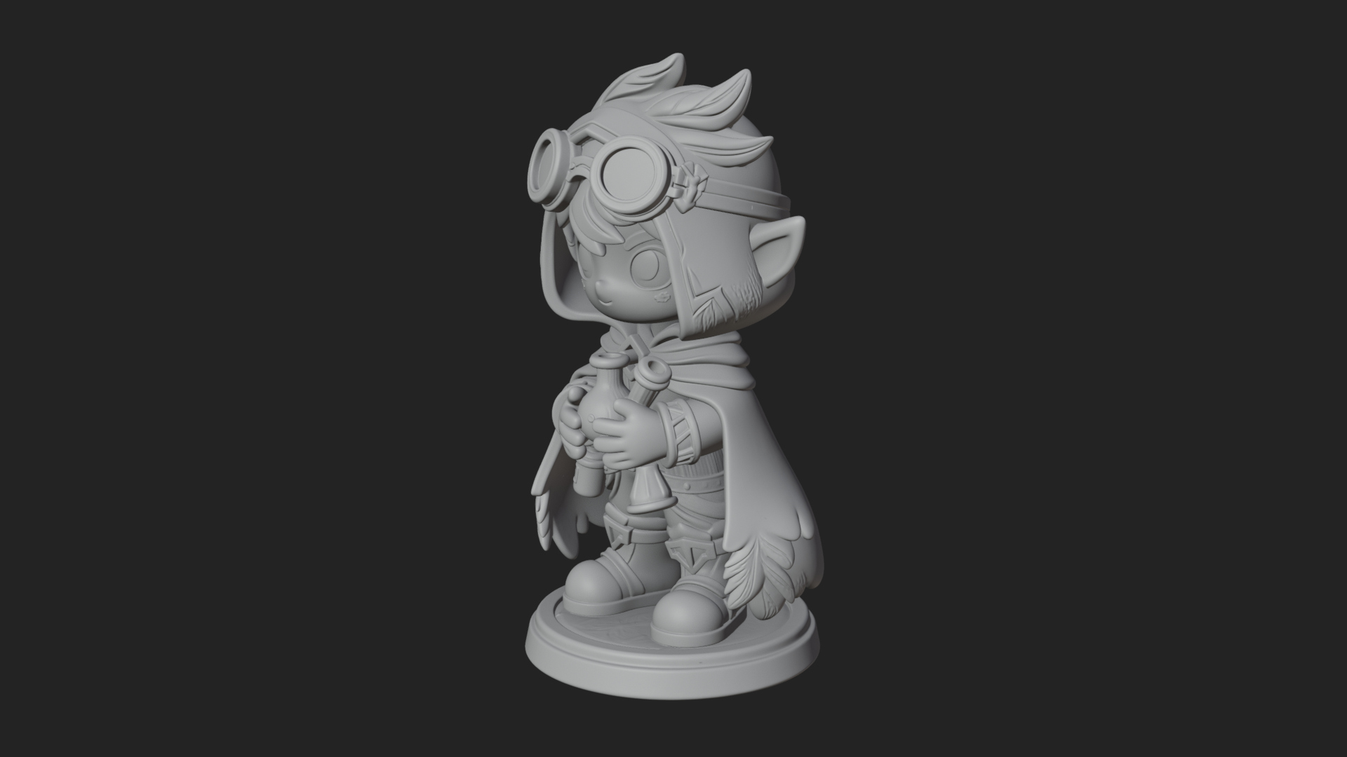 Chibi Hooded Alchemist Statue Design 4 3D Print Model 3D Model
