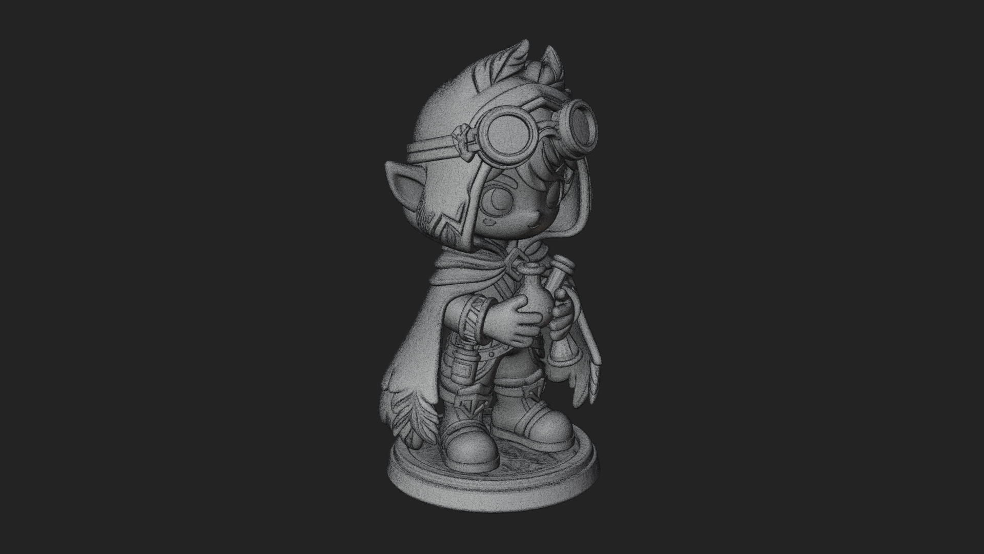 Chibi Hooded Alchemist Statue Design 4 3D Print Model 3D Model