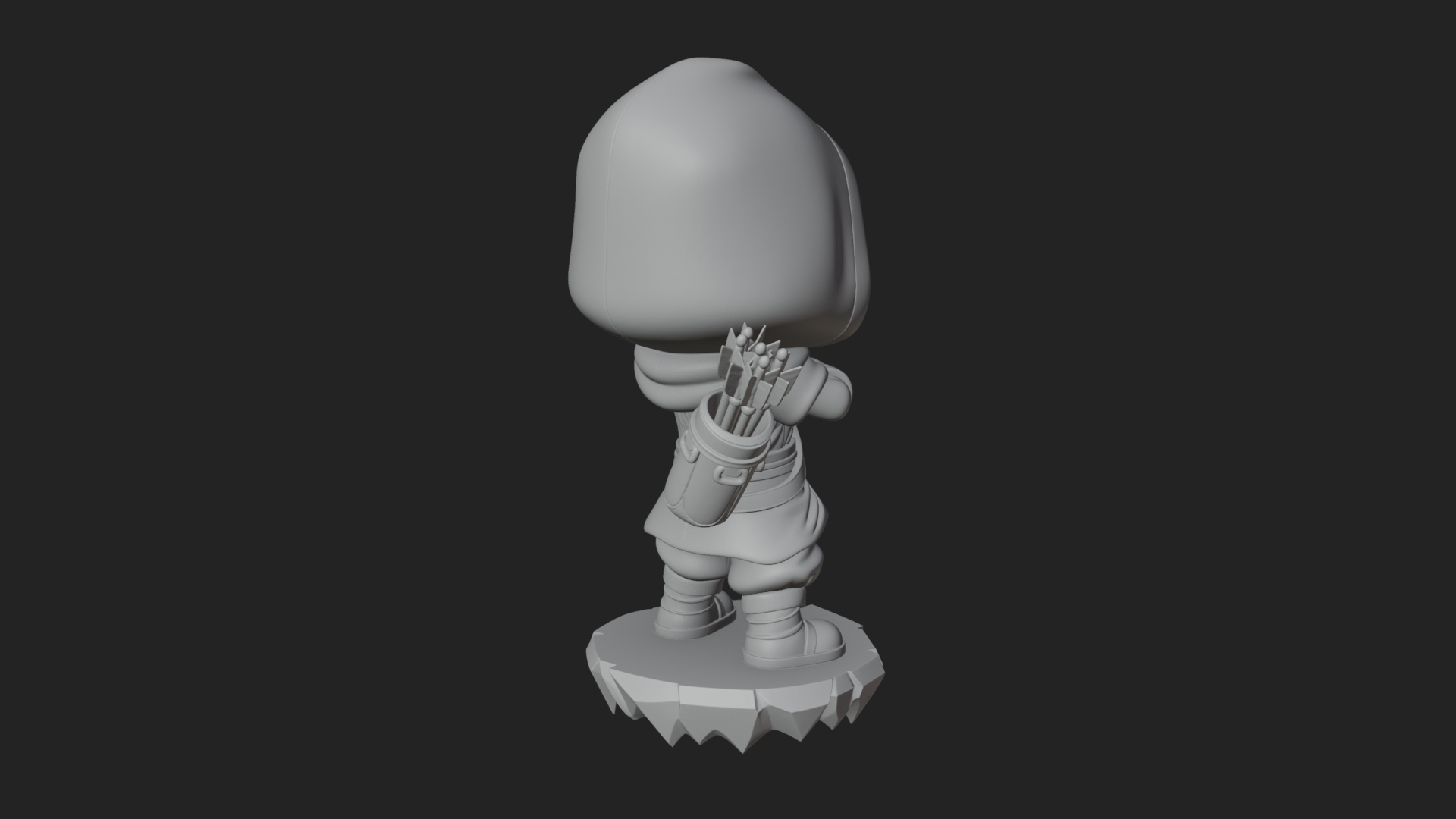 Chibi Hooded Archer Statue Design 1 3D Print Model 3D Model