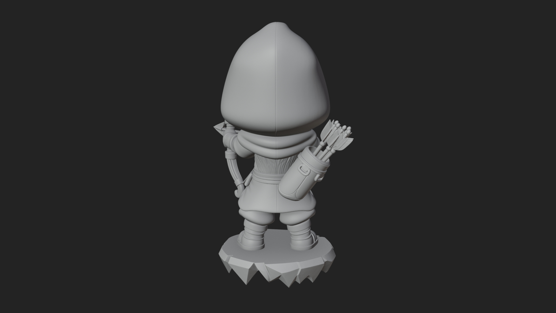 Chibi Hooded Archer Statue Design 1 3D Print Model 3D Model