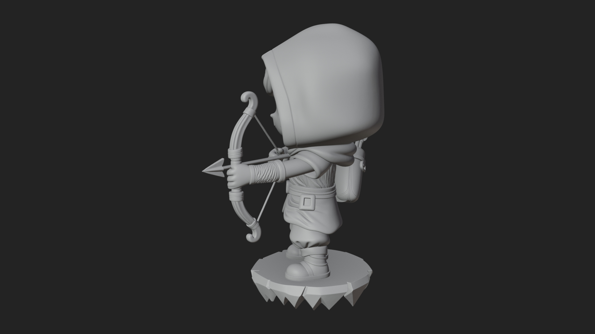Chibi Hooded Archer Statue Design 1 3D Print Model 3D Model