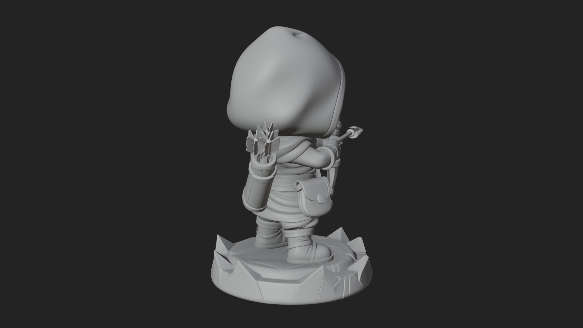 Chibi Hooded Archer Statue Design 2 3D Print Model 3D Model