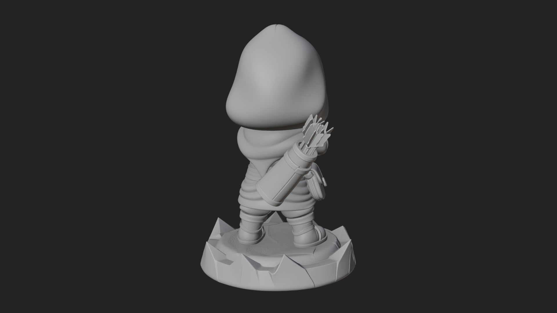 Chibi Hooded Archer Statue Design 2 3D Print Model 3D Model