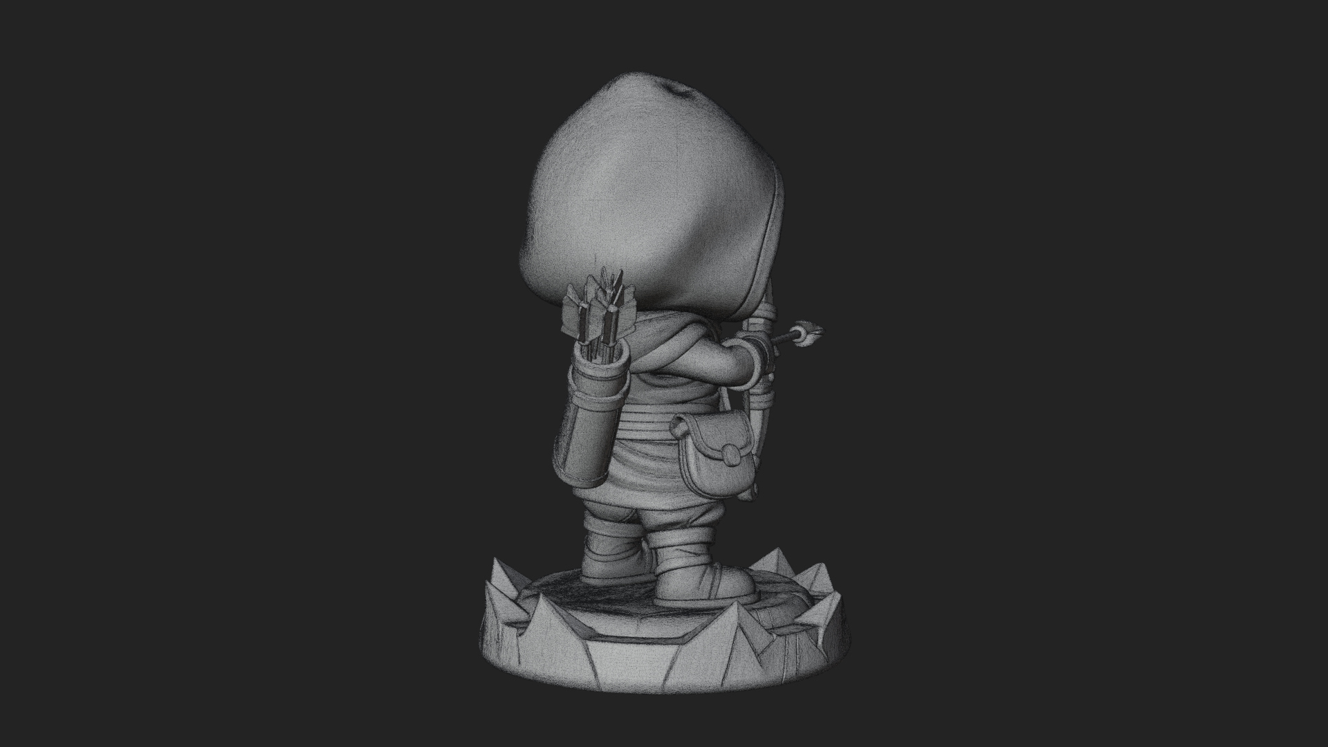 Chibi Hooded Archer Statue Design 2 3D Print Model 3D Model