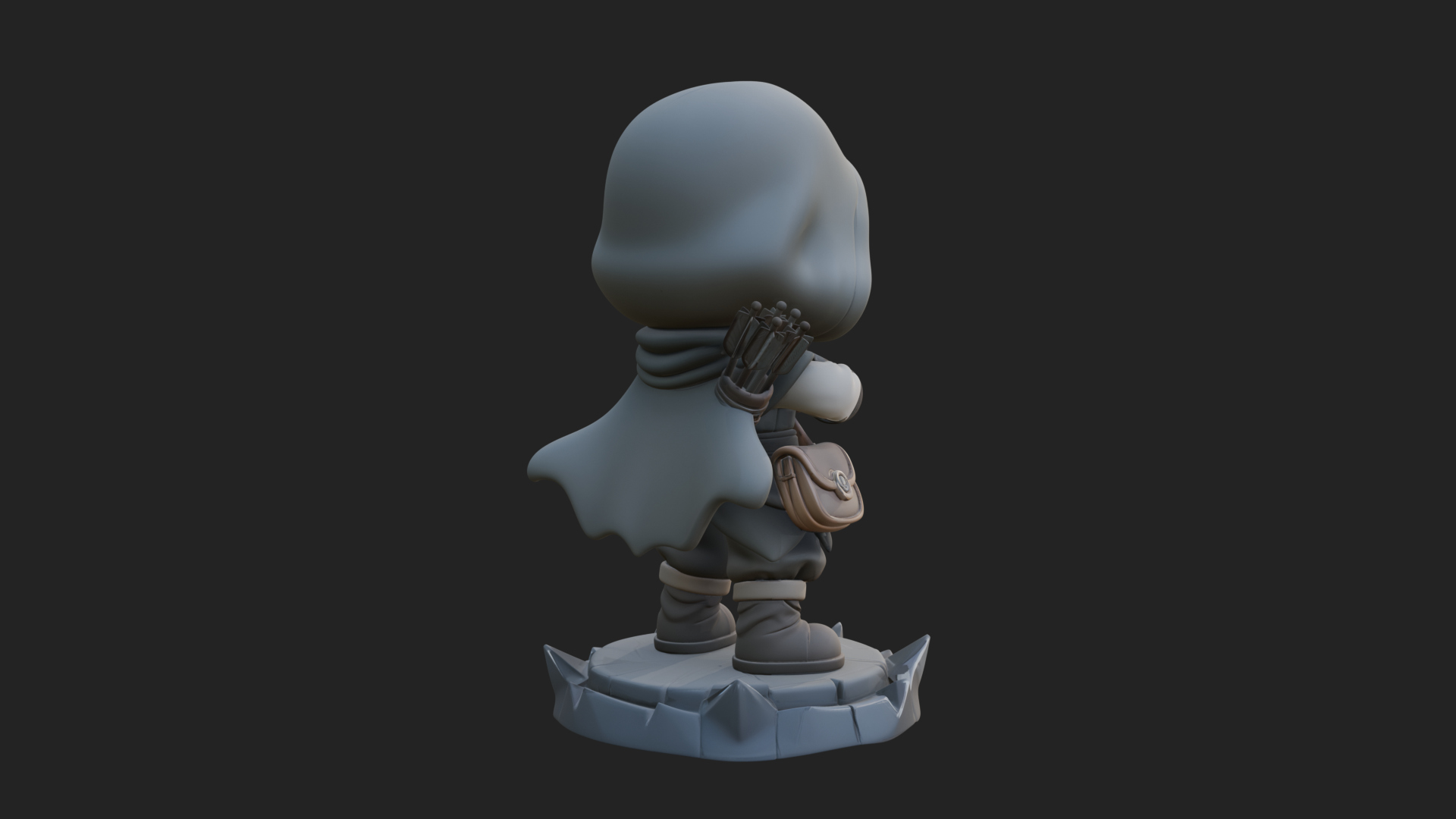 Chibi Hooded Archer Statue Design 3 3D Print Model 3D Model