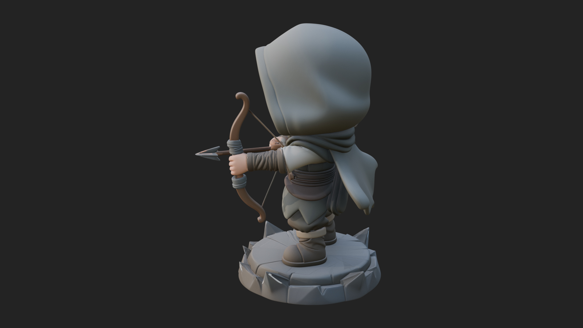 Chibi Hooded Archer Statue Design 3 3D Print Model 3D Model