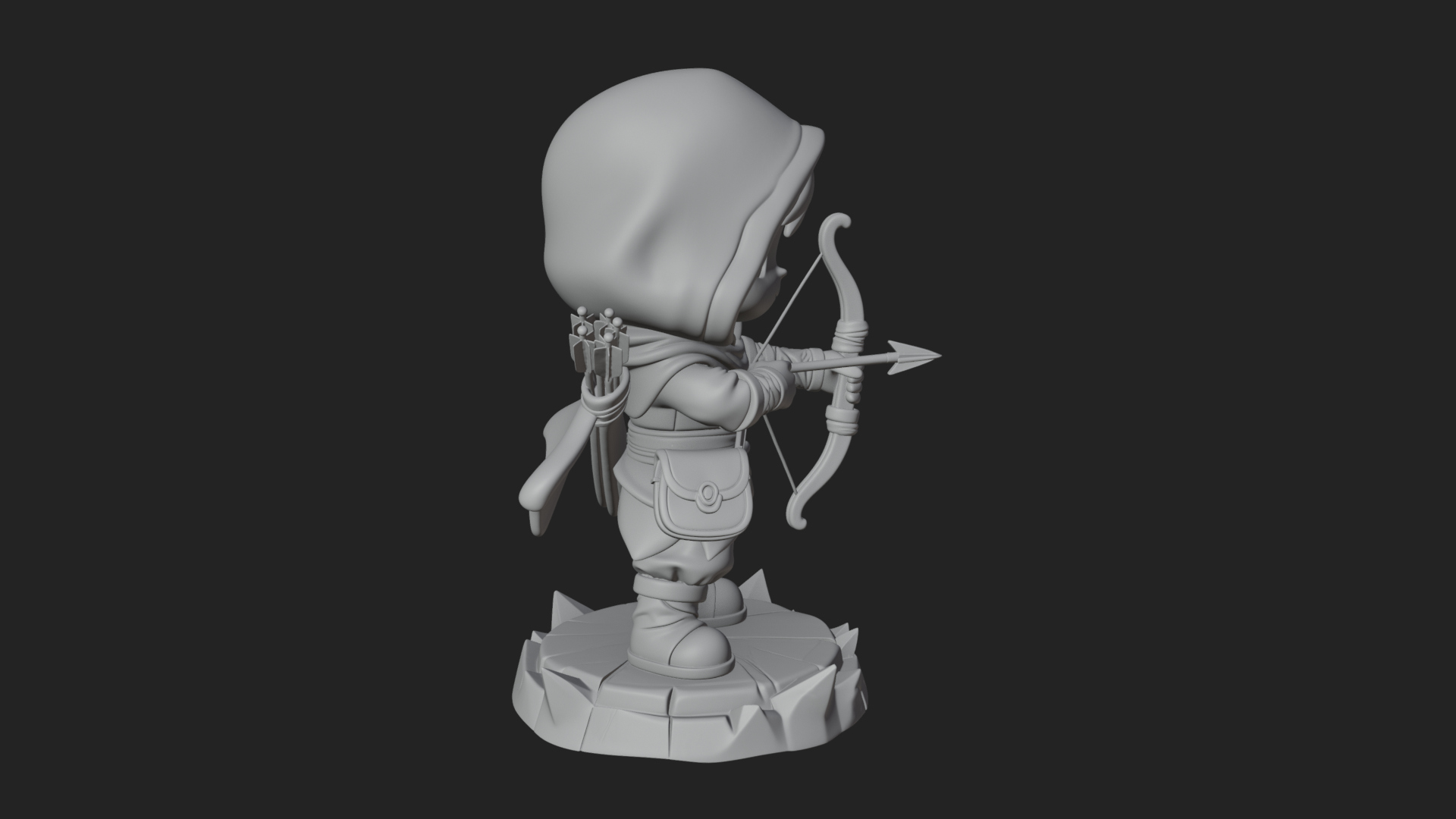 Chibi Hooded Archer Statue Design 3 3D Print Model 3D Model