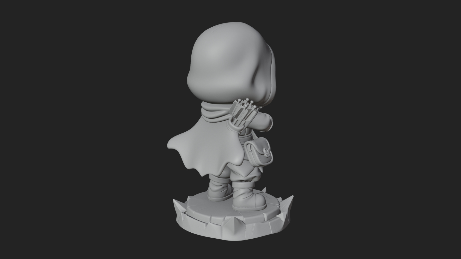 Chibi Hooded Archer Statue Design 3 3D Print Model 3D Model