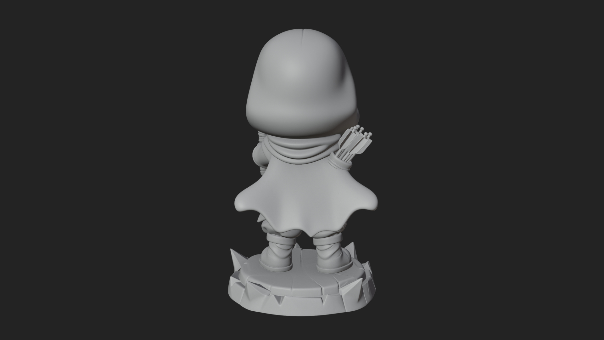 Chibi Hooded Archer Statue Design 3 3D Print Model 3D Model
