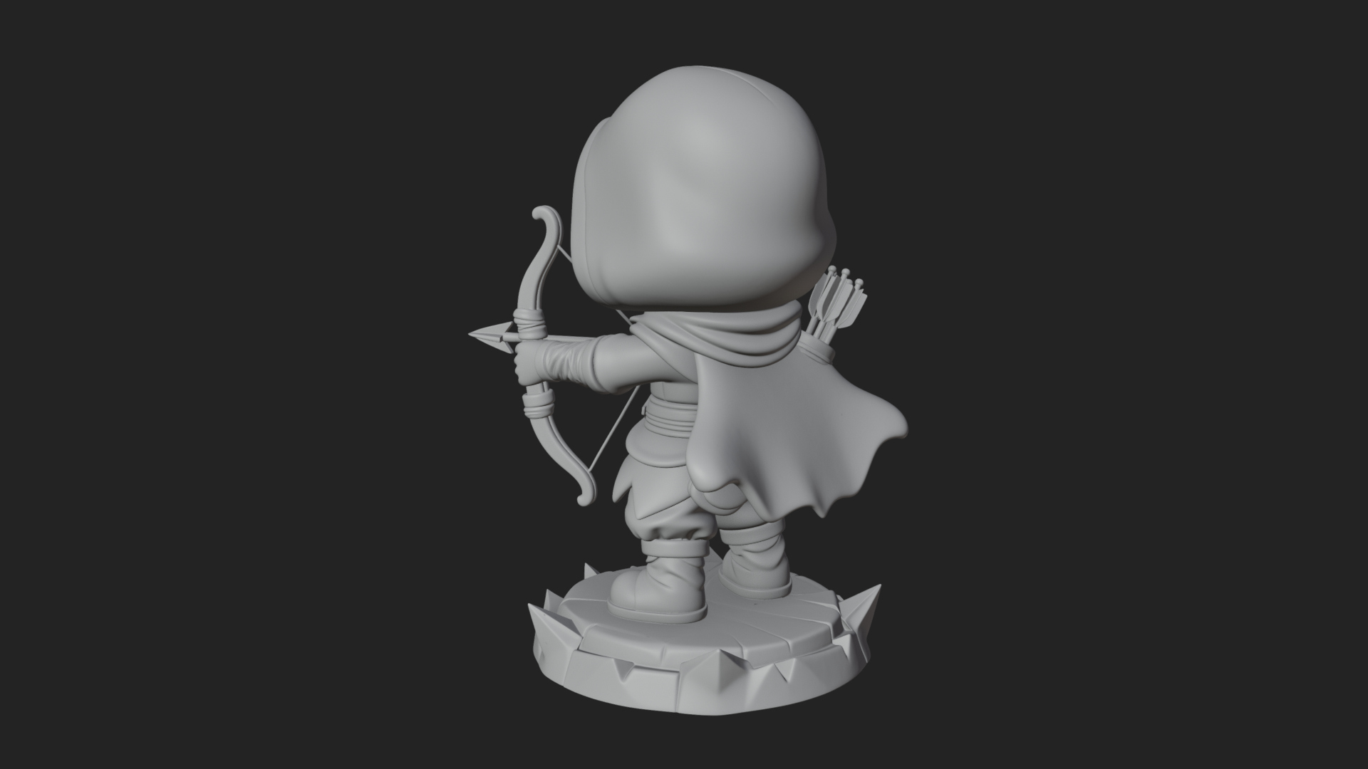 Chibi Hooded Archer Statue Design 3 3D Print Model 3D Model