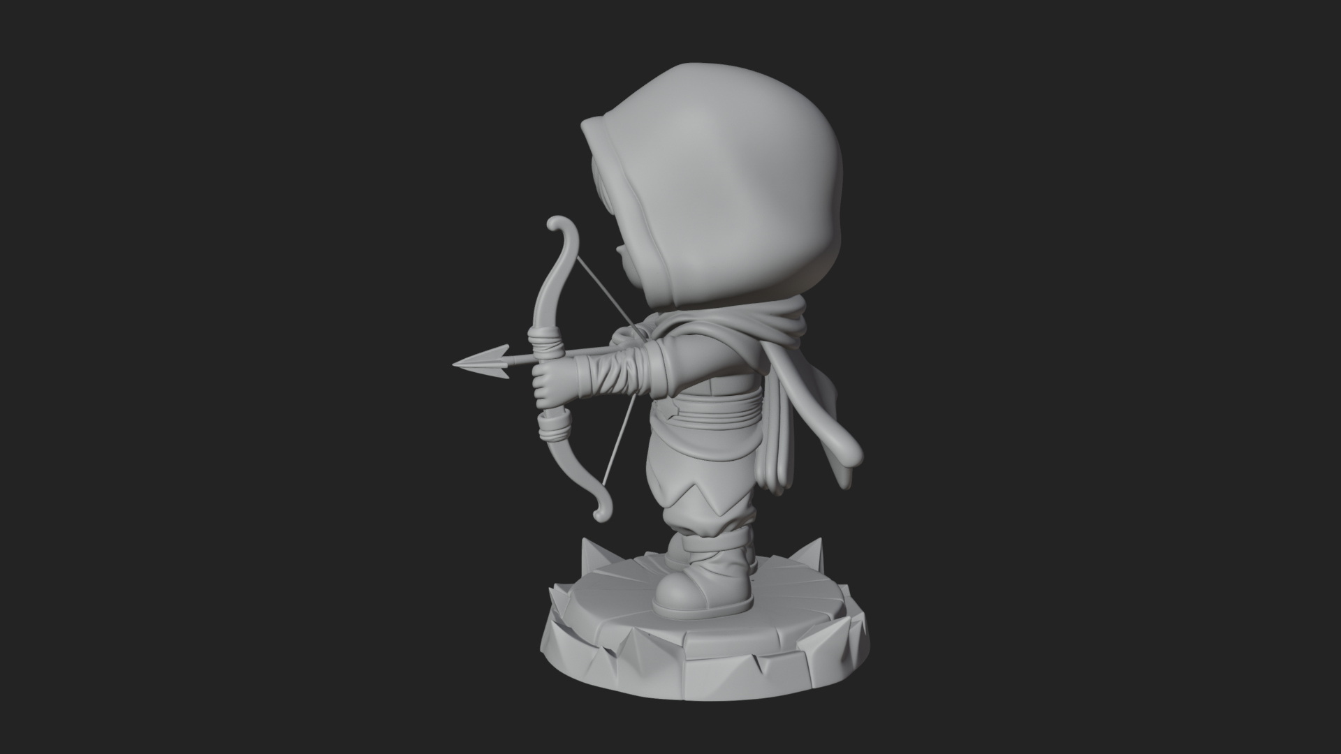 Chibi Hooded Archer Statue Design 3 3D Print Model 3D Model