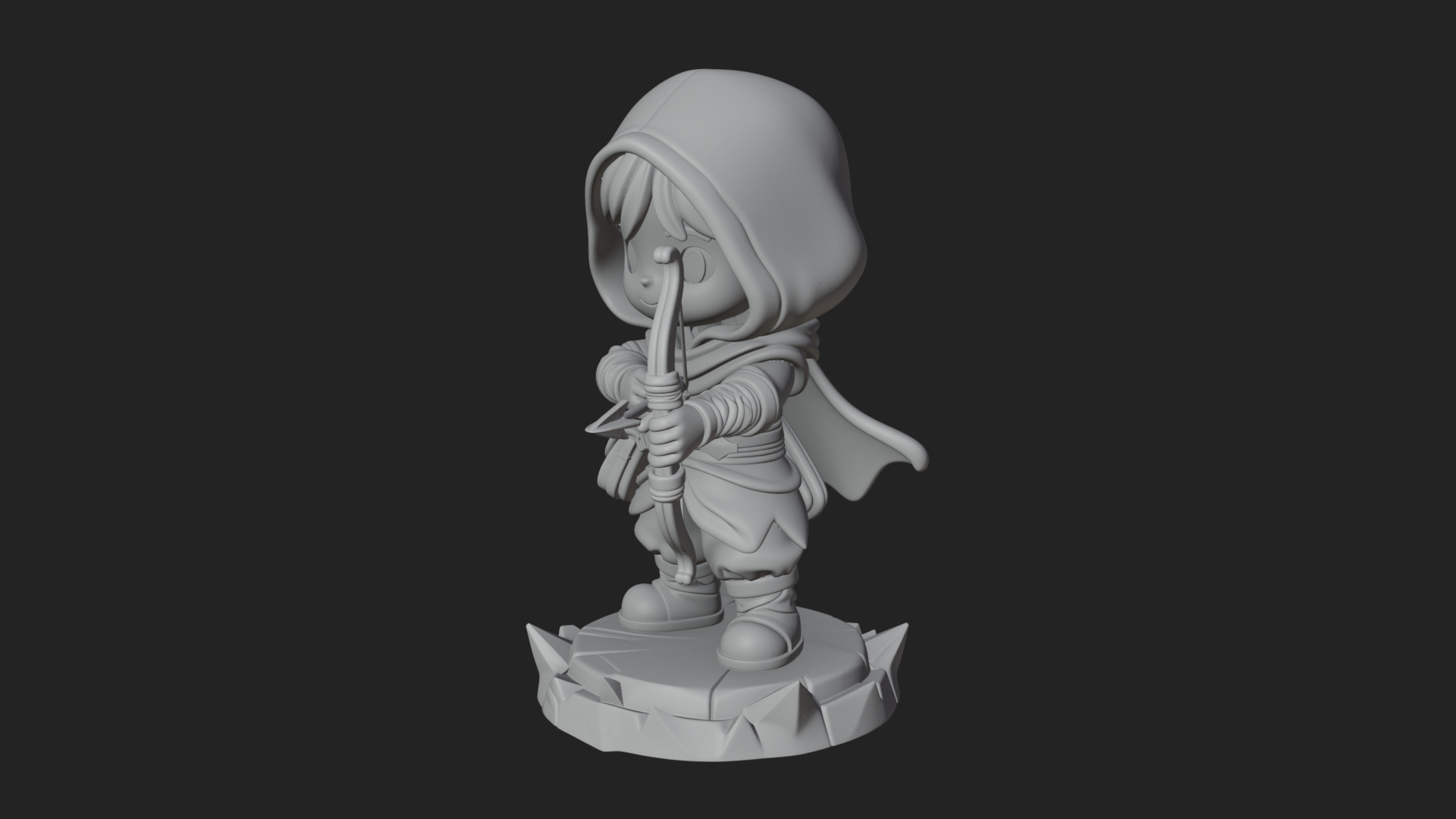 Chibi Hooded Archer Statue Design 3 3D Print Model 3D Model