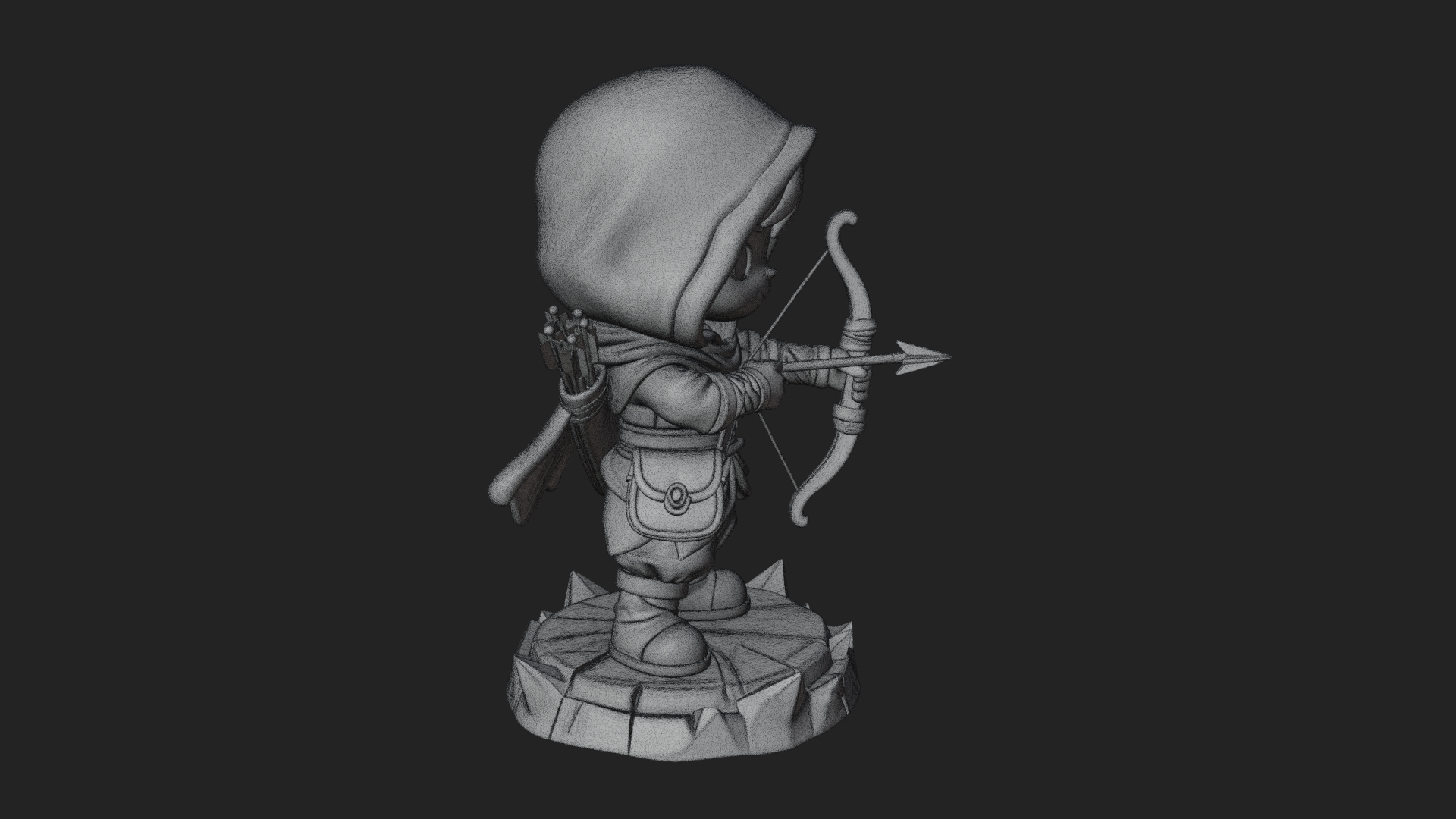 Chibi Hooded Archer Statue Design 3 3D Print Model 3D Model