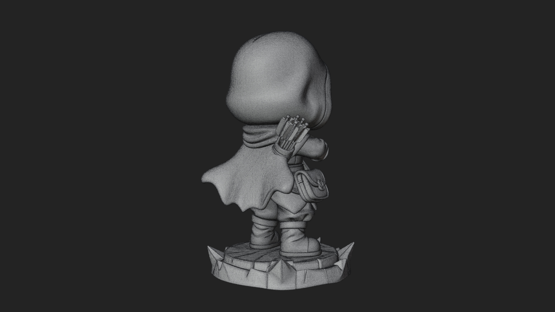 Chibi Hooded Archer Statue Design 3 3D Print Model 3D Model
