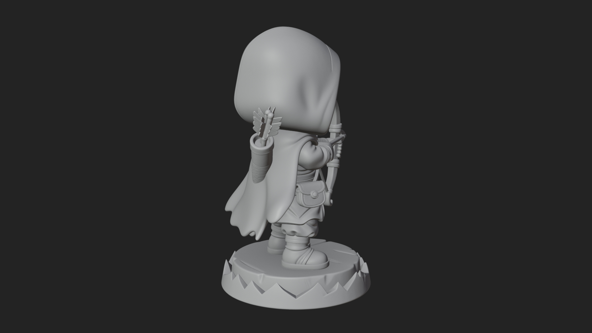 Chibi Hooded Archer Statue Design 4 3D Print Model 3D Model