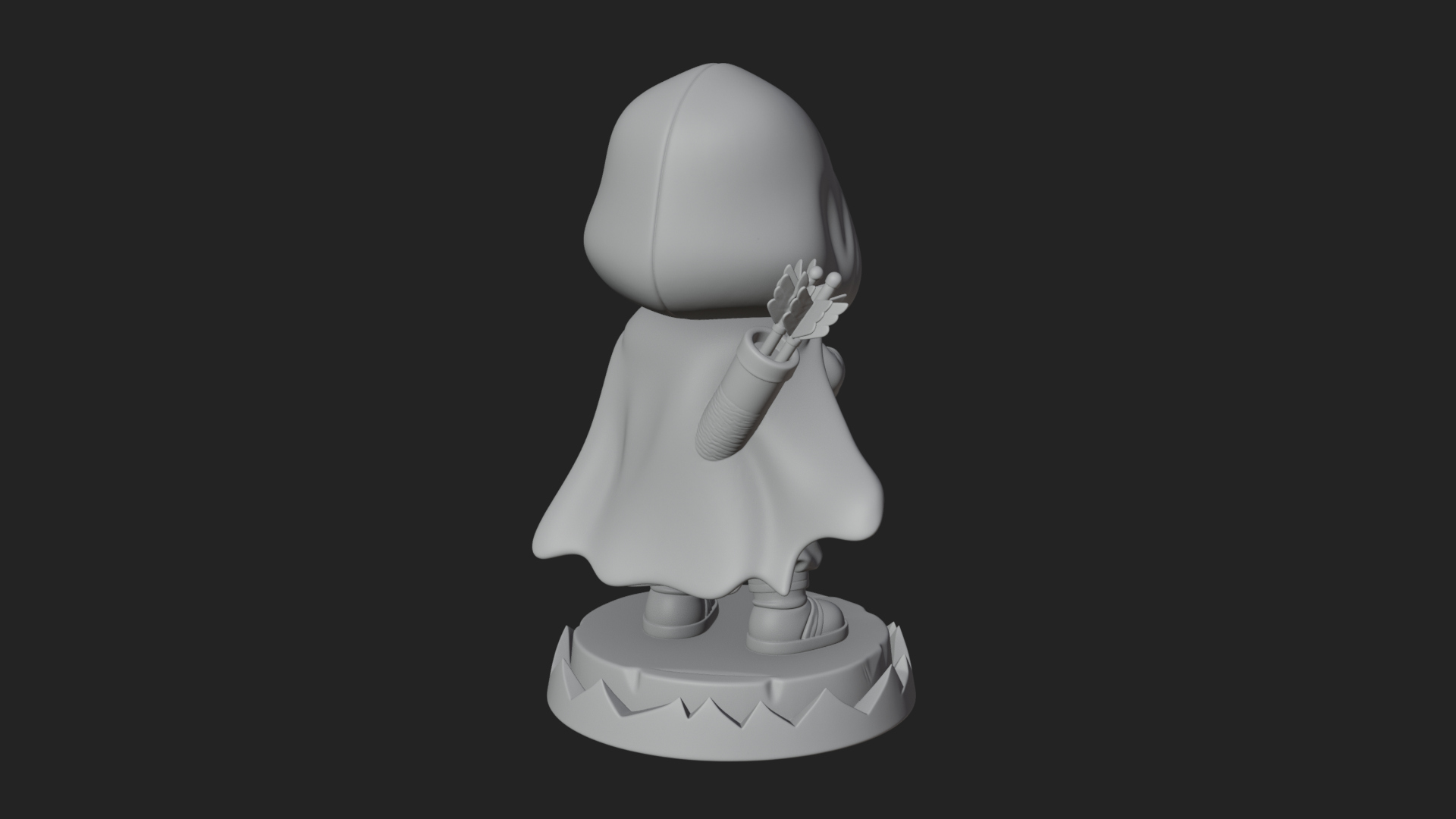 Chibi Hooded Archer Statue Design 4 3D Print Model 3D Model
