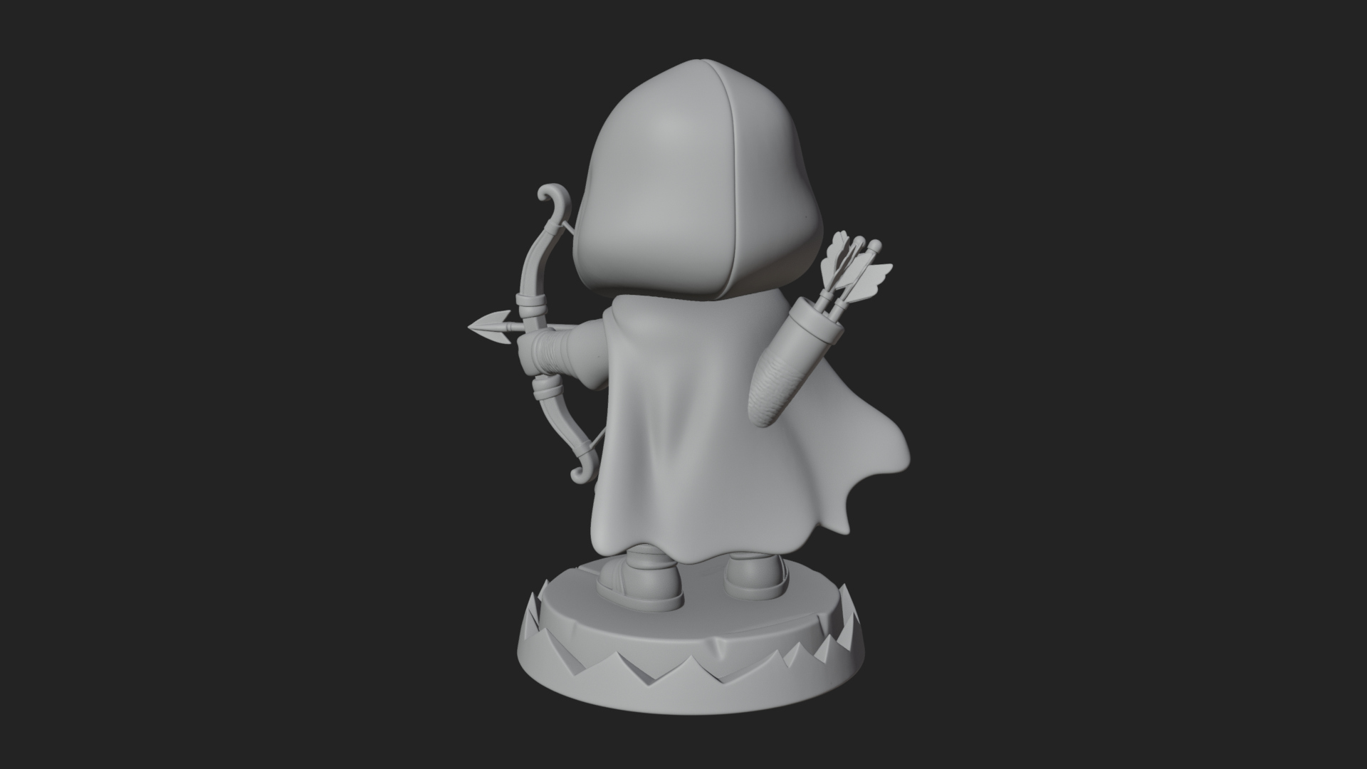Chibi Hooded Archer Statue Design 4 3D Print Model 3D Model