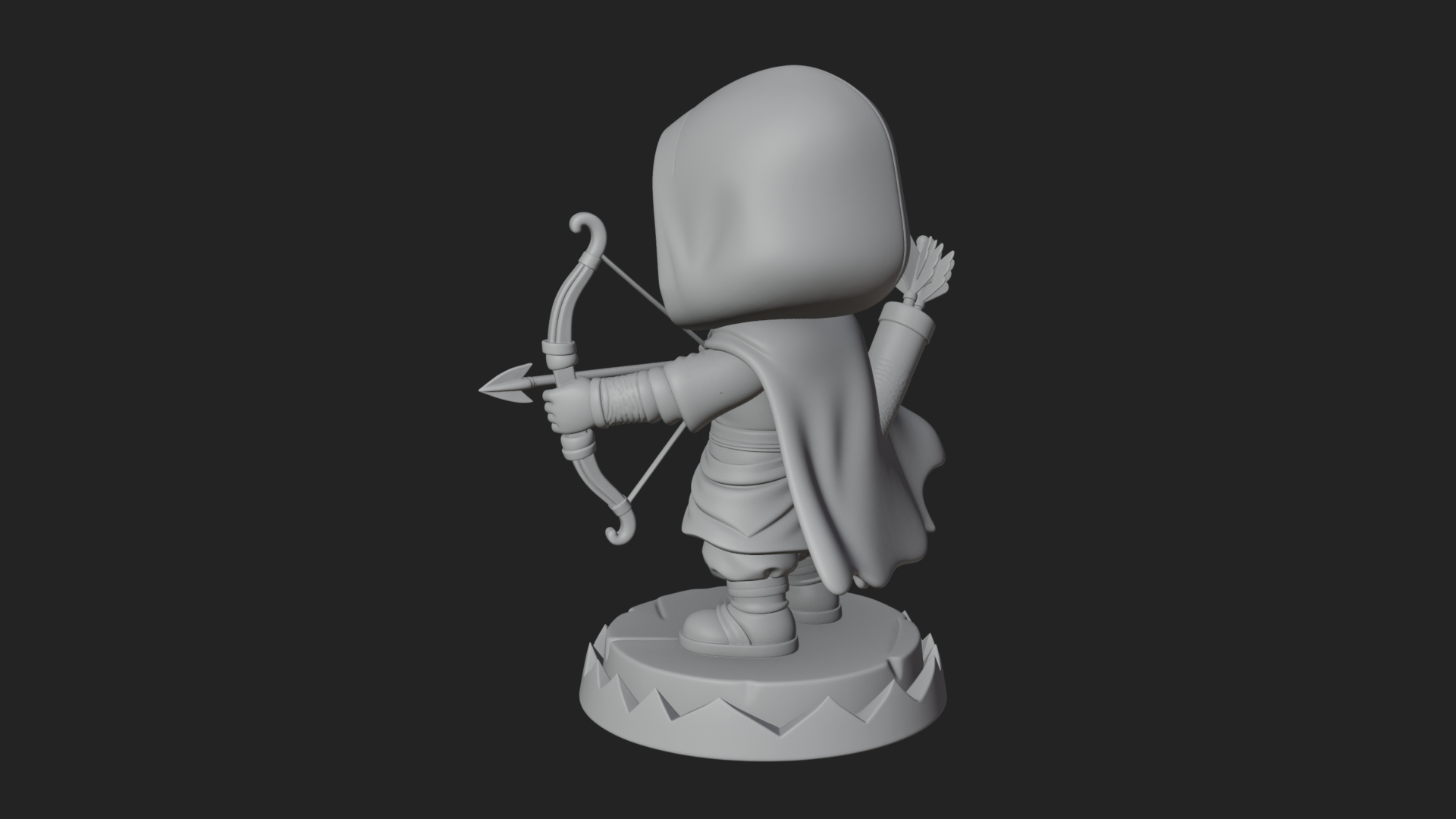 Chibi Hooded Archer Statue Design 4 3D Print Model 3D Model
