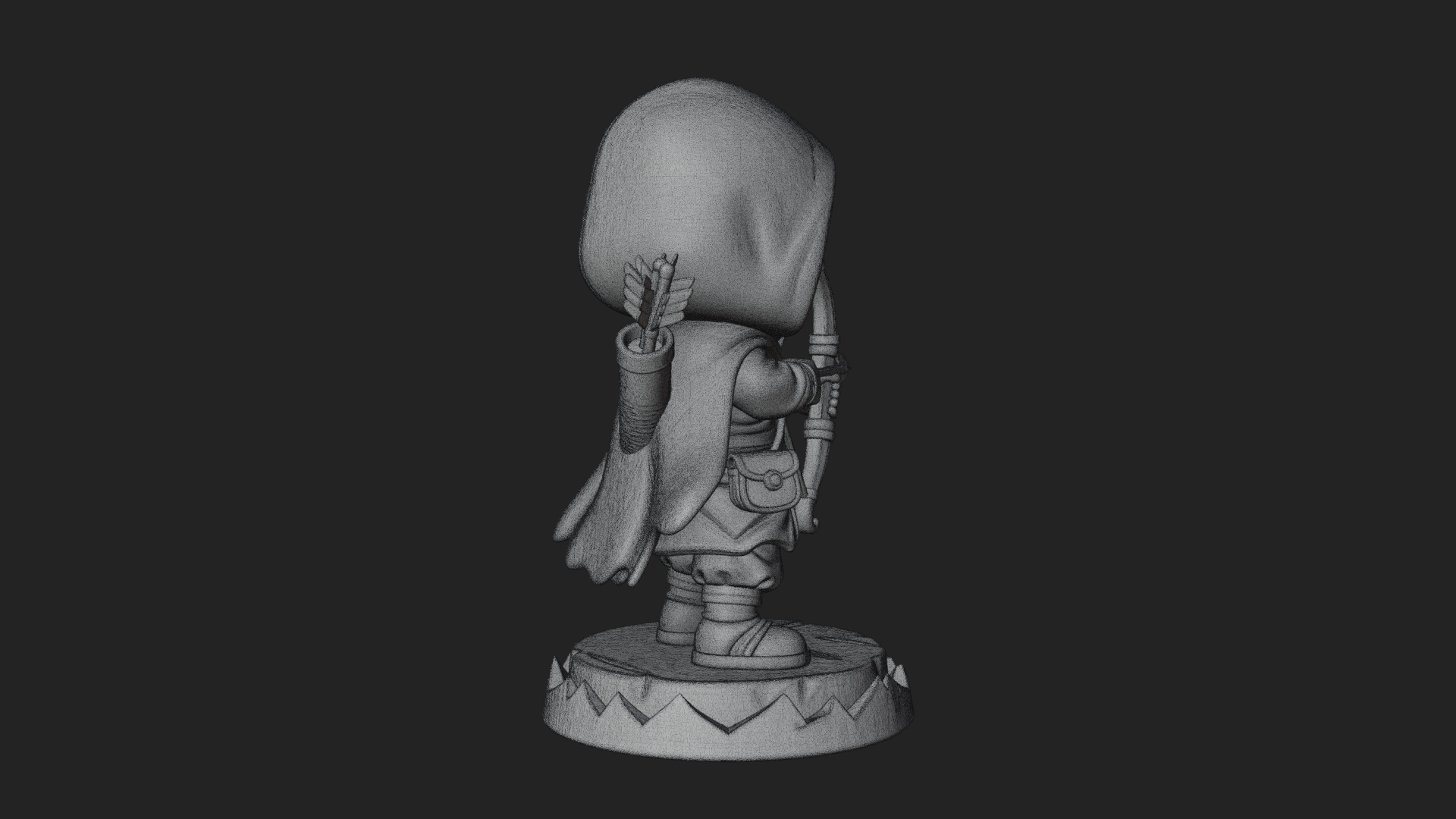 Chibi Hooded Archer Statue Design 4 3D Print Model 3D Model