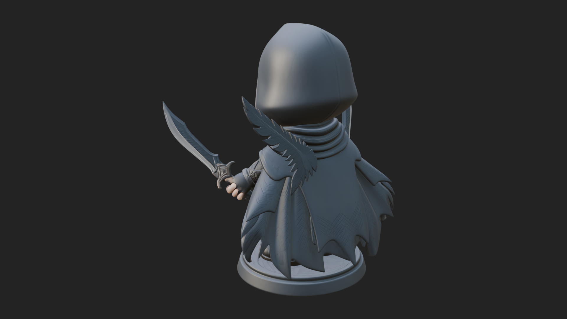 Chibi Hooded Assassin Statue Design 1 3D Print Model 3D Model