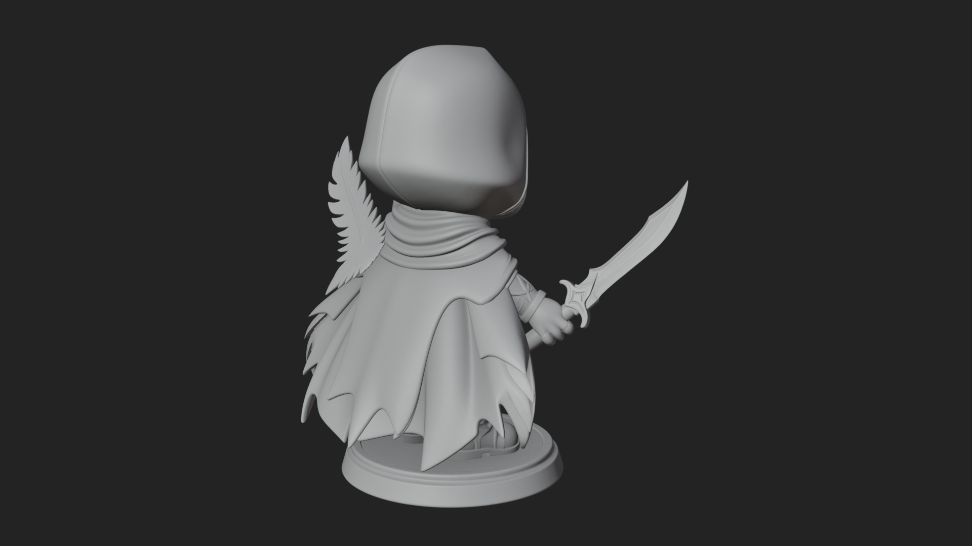 Chibi Hooded Assassin Statue Design 1 3D Print Model 3D Model