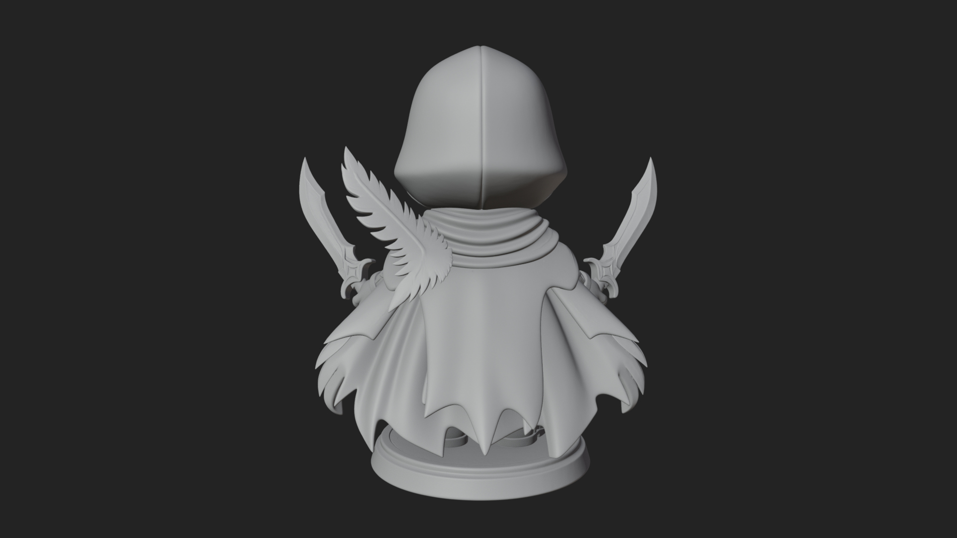 Chibi Hooded Assassin Statue Design 1 3D Print Model 3D Model