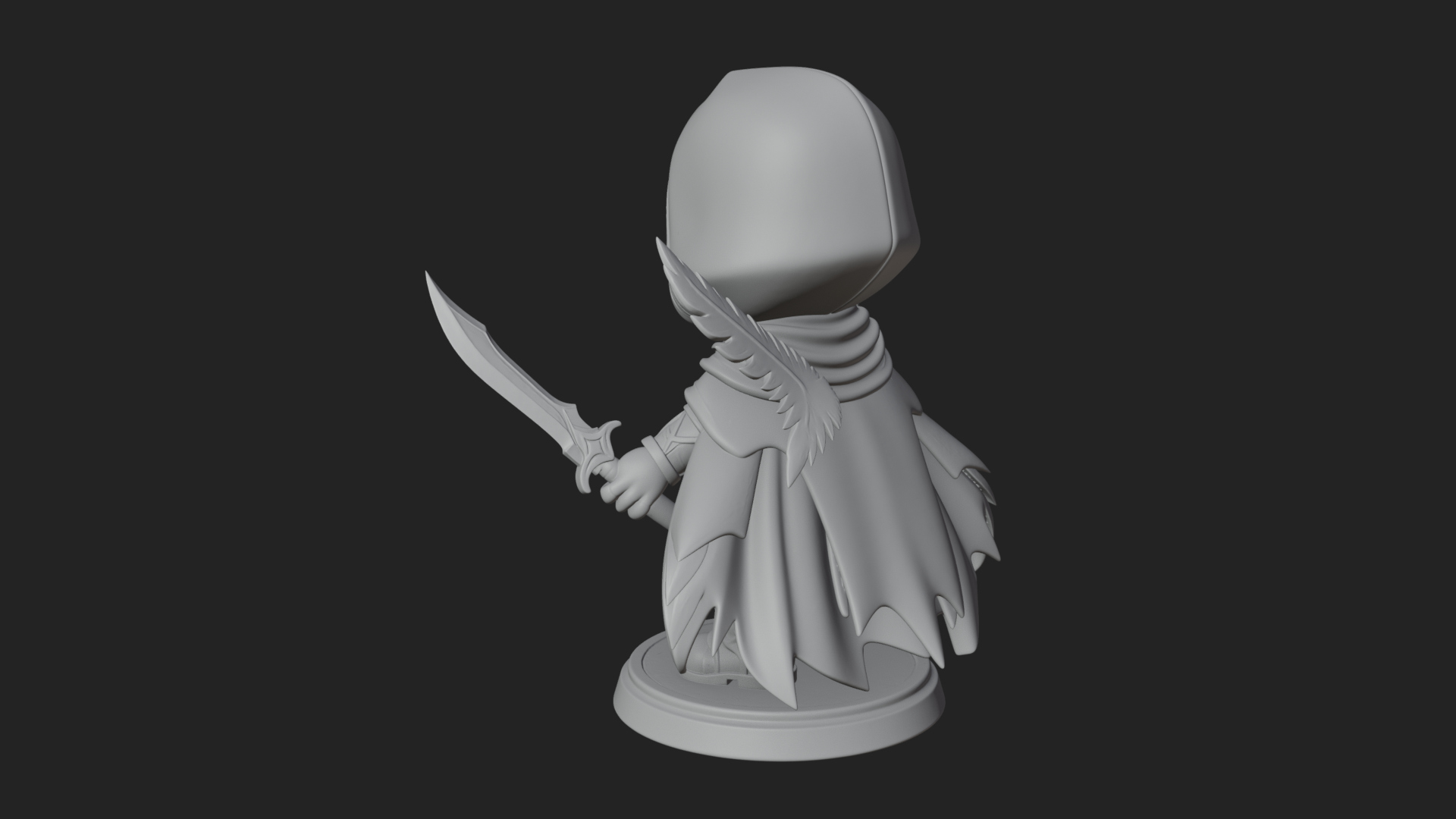 Chibi Hooded Assassin Statue Design 1 3D Print Model 3D Model