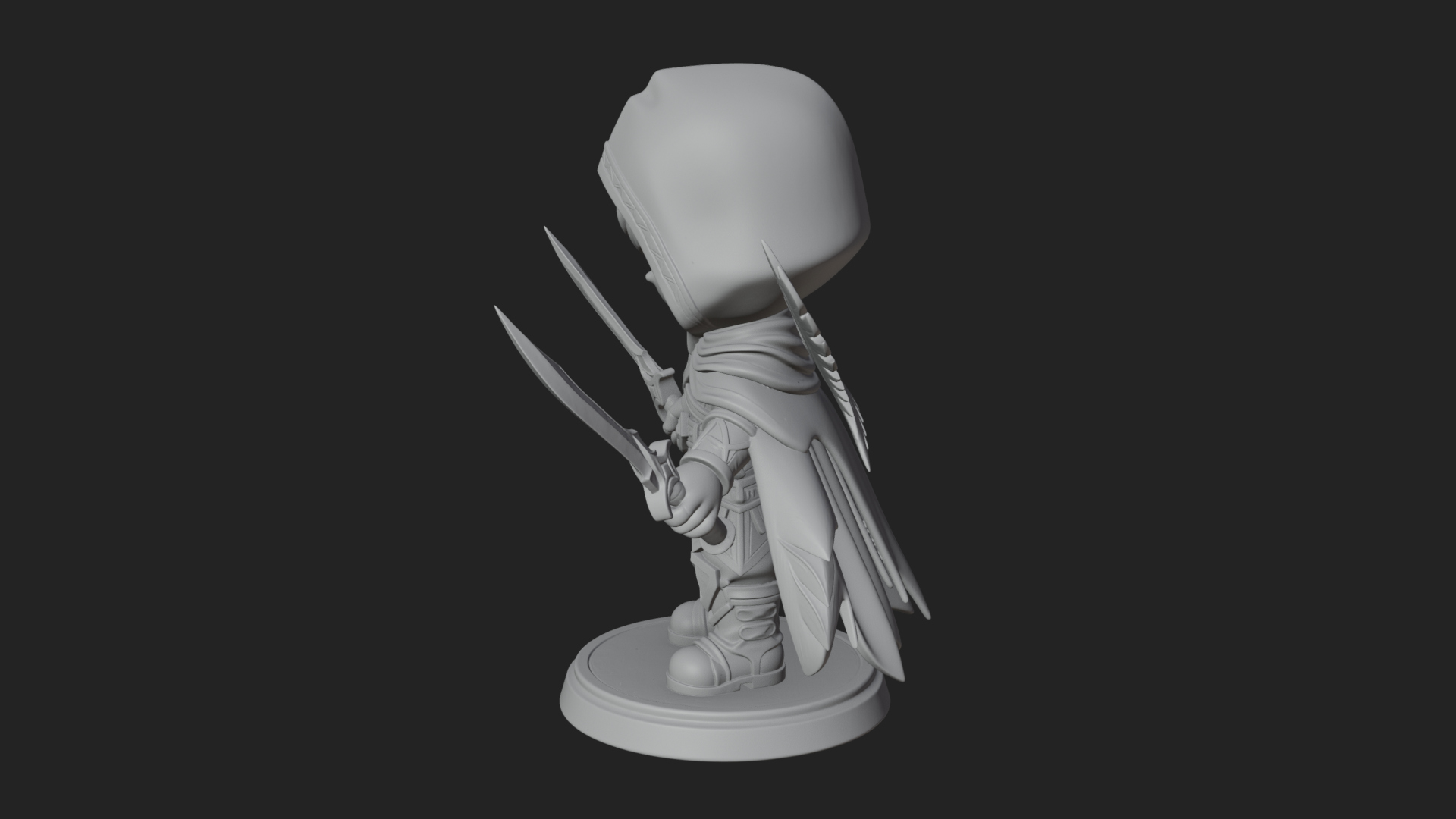 Chibi Hooded Assassin Statue Design 1 3D Print Model 3D Model