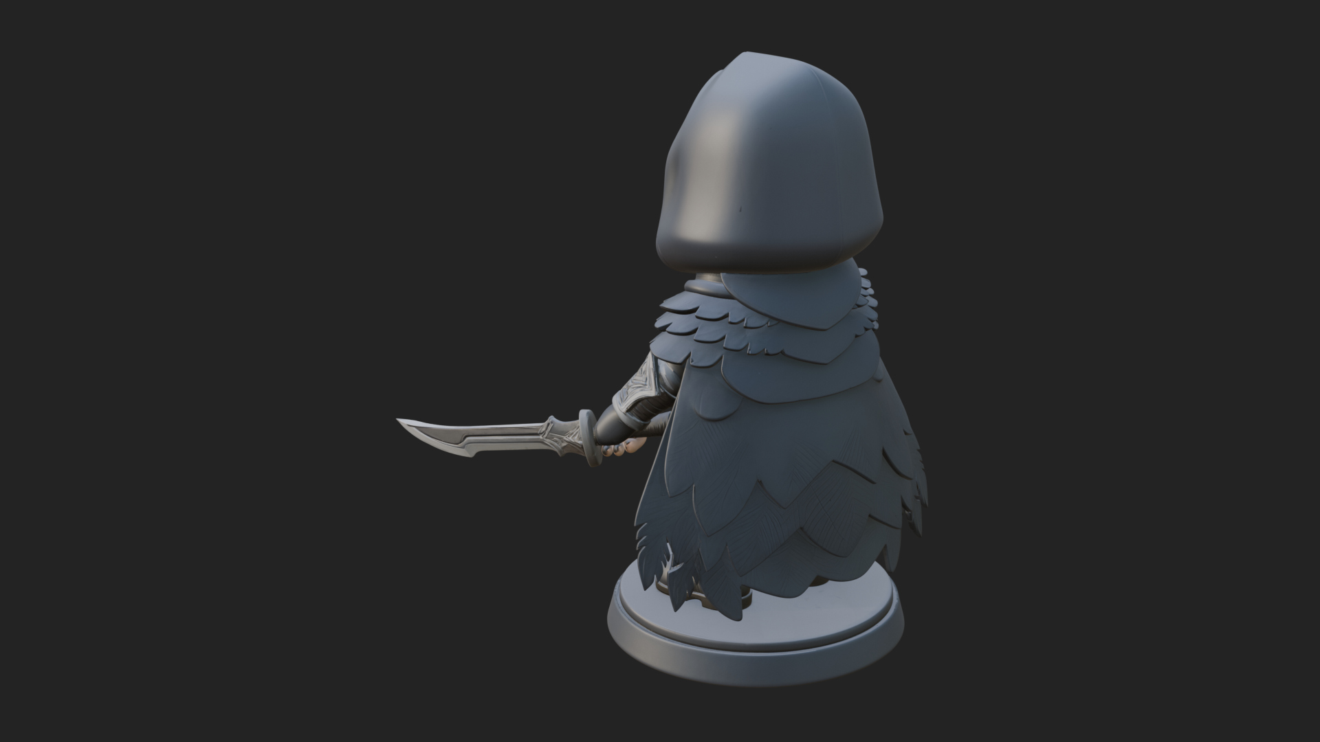 Chibi Hooded Assassin Statue Design 2 3D Print Model 3D Model