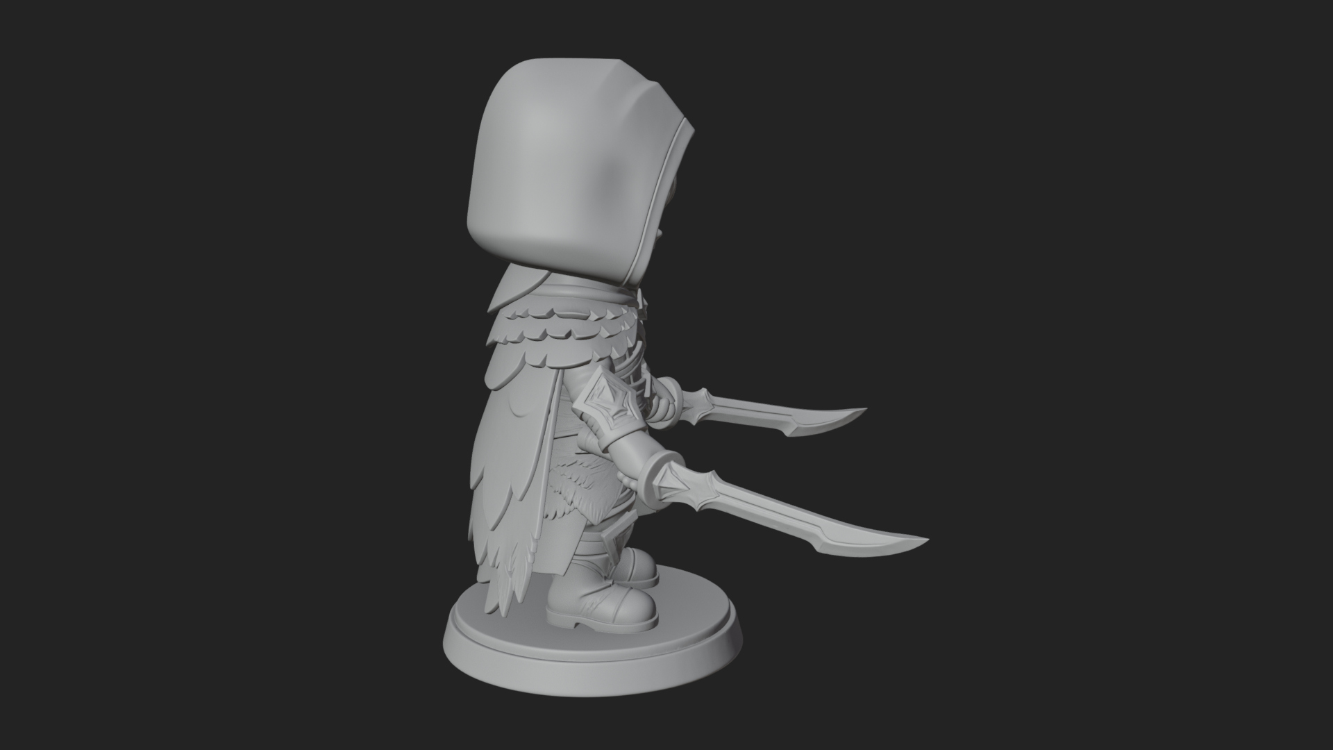 Chibi Hooded Assassin Statue Design 2 3D Print Model 3D Model