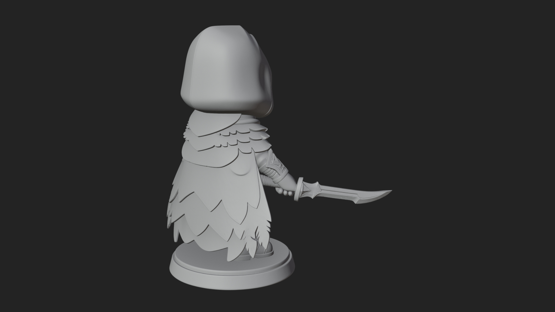 Chibi Hooded Assassin Statue Design 2 3D Print Model 3D Model
