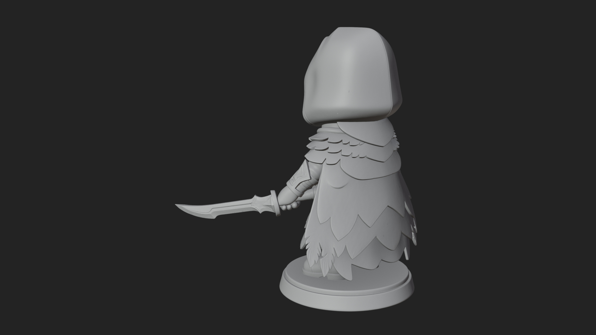 Chibi Hooded Assassin Statue Design 2 3D Print Model 3D Model
