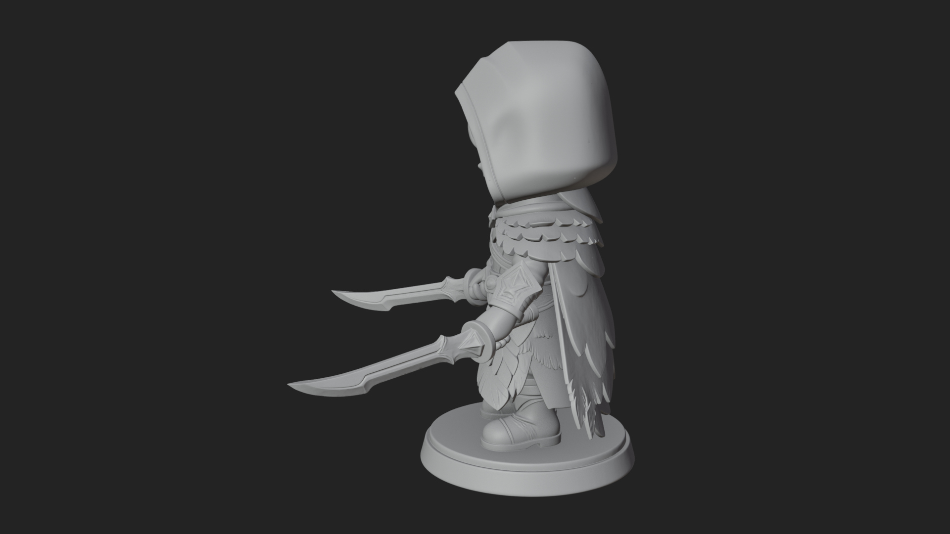 Chibi Hooded Assassin Statue Design 2 3D Print Model 3D Model