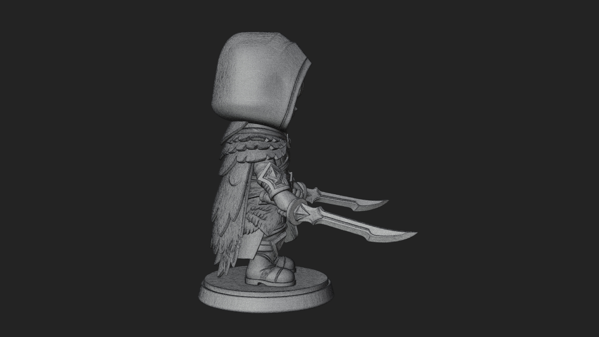 Chibi Hooded Assassin Statue Design 2 3D Print Model 3D Model