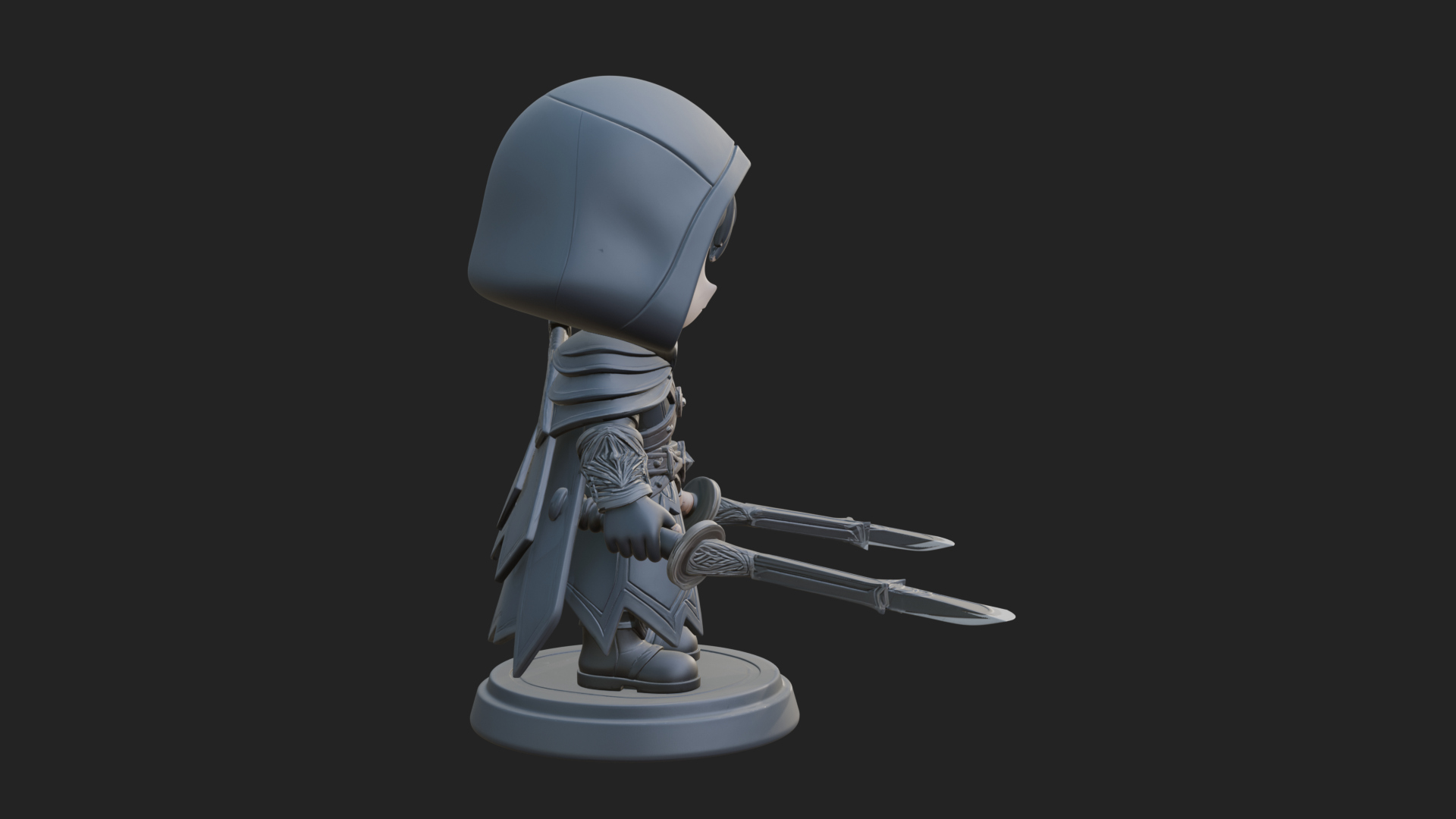 Chibi Hooded Assassin Statue Design 3 3D Print Model 3D Model