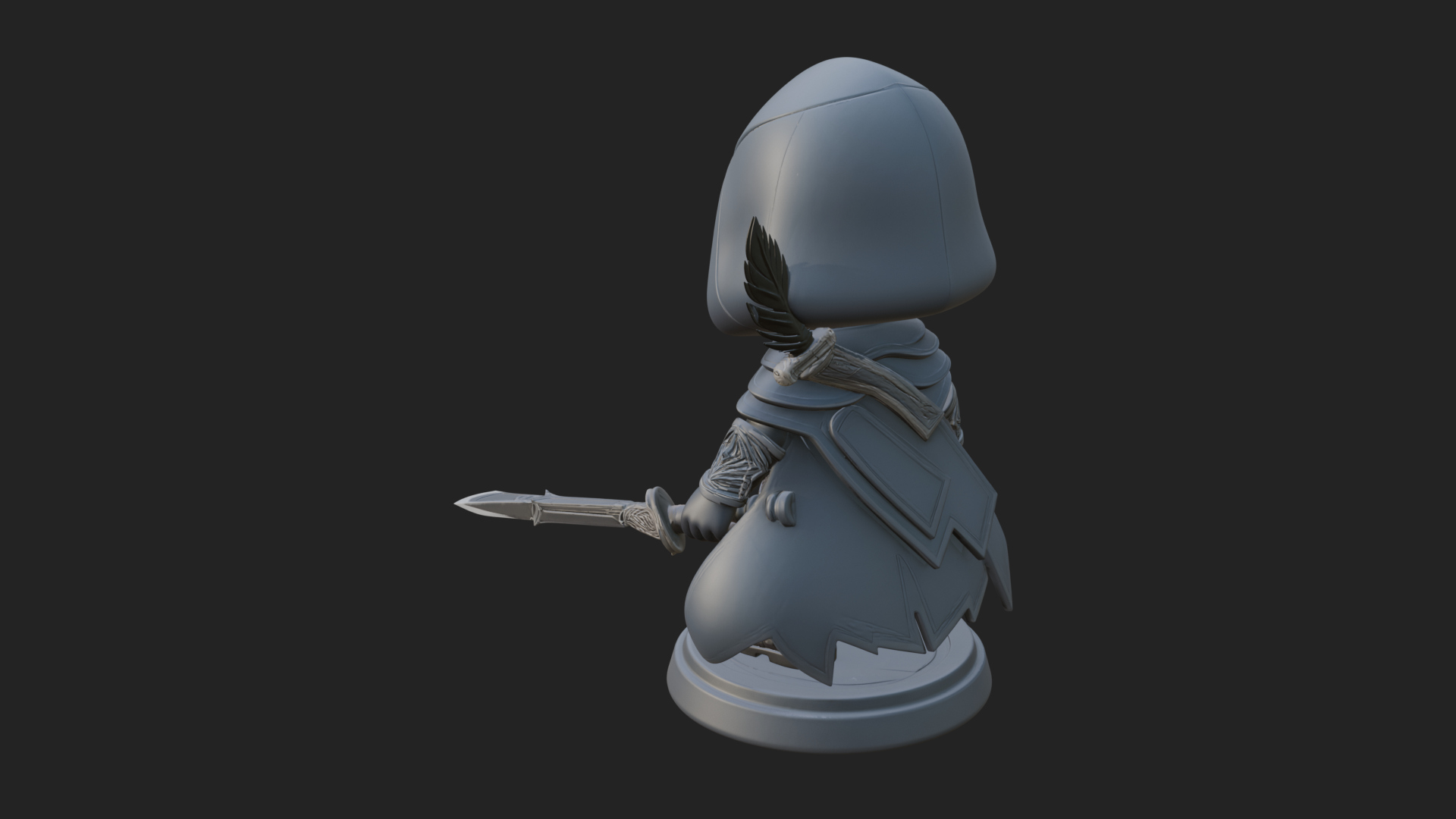 Chibi Hooded Assassin Statue Design 3 3D Print Model 3D Model