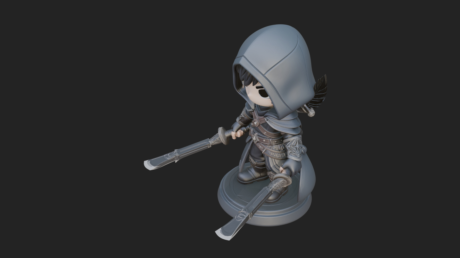 Chibi Hooded Assassin Statue Design 3 3D Print Model 3D Model
