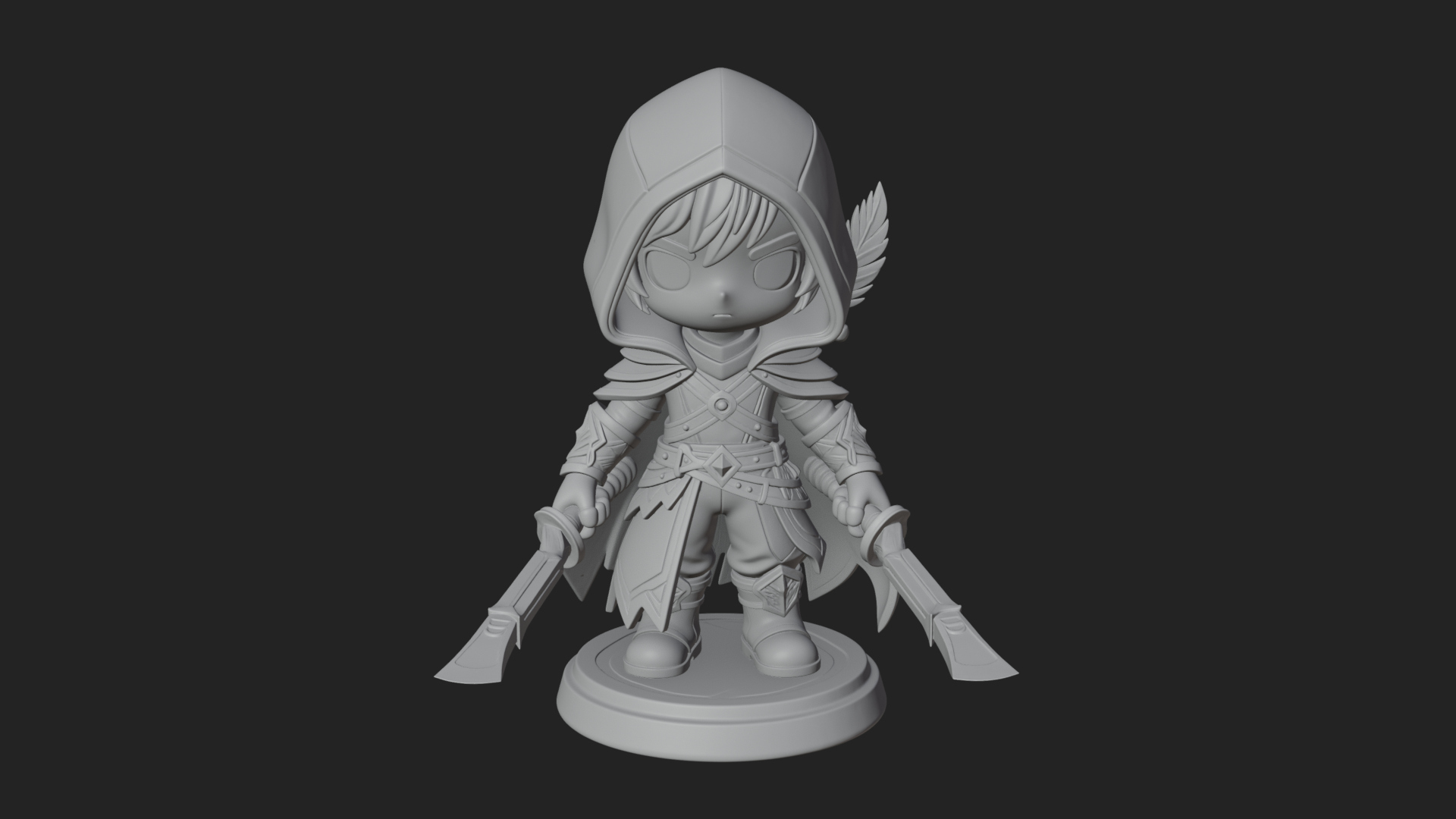 Chibi Hooded Assassin Statue Design 3 3D Print Model 3D Model