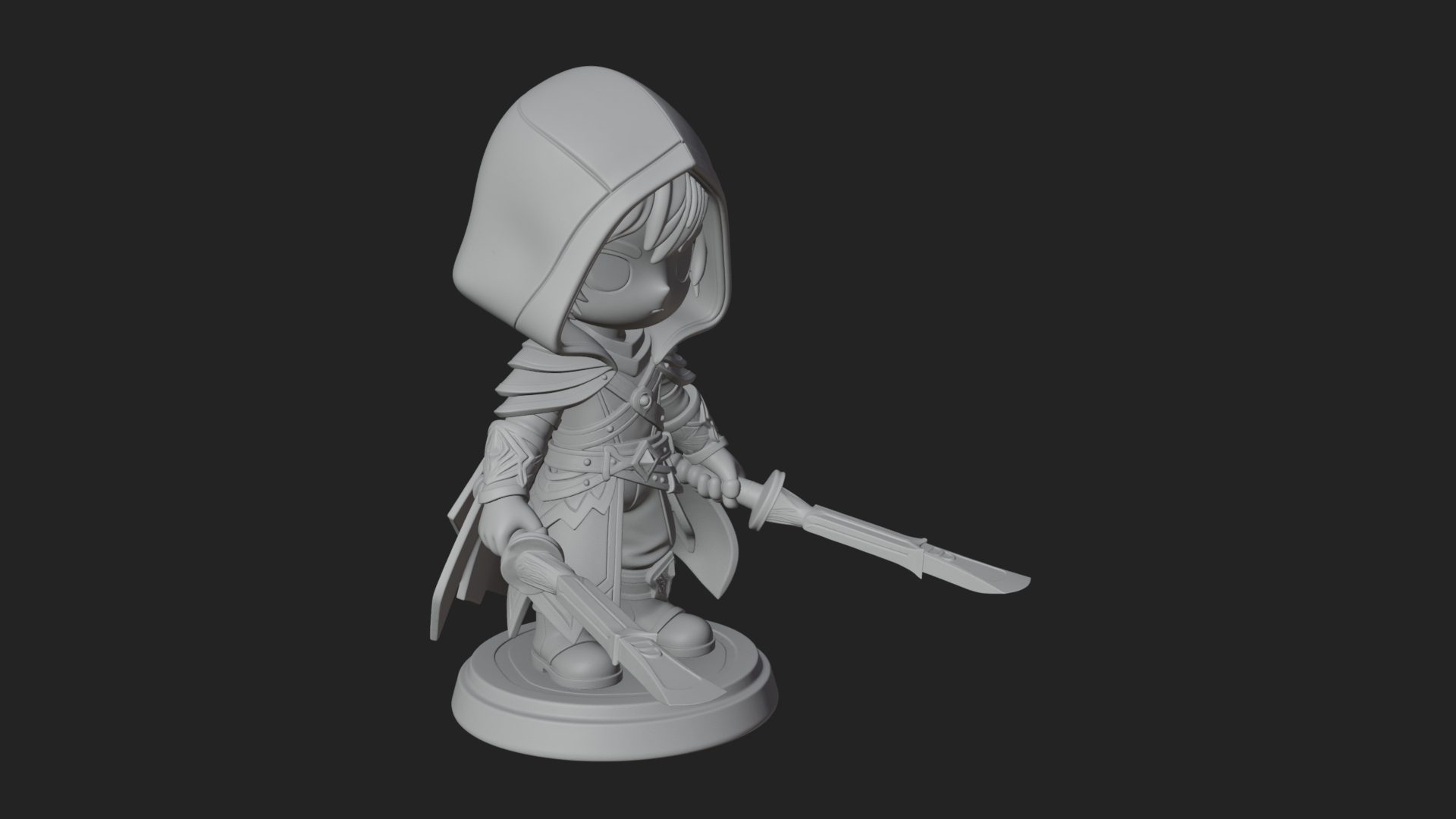 Chibi Hooded Assassin Statue Design 3 3D Print Model 3D Model
