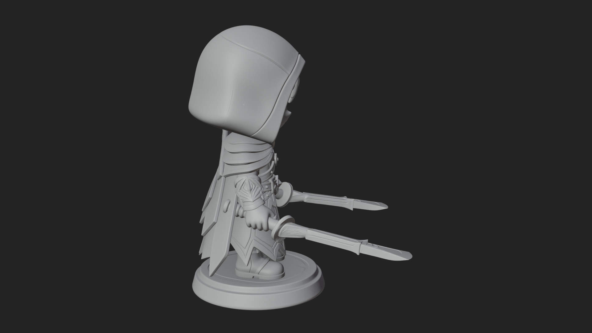 Chibi Hooded Assassin Statue Design 3 3D Print Model 3D Model