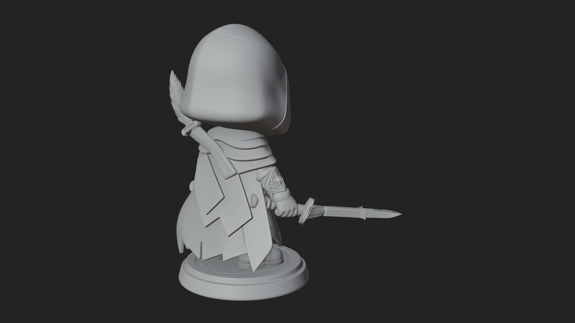 Chibi Hooded Assassin Statue Design 3 3D Print Model 3D Model